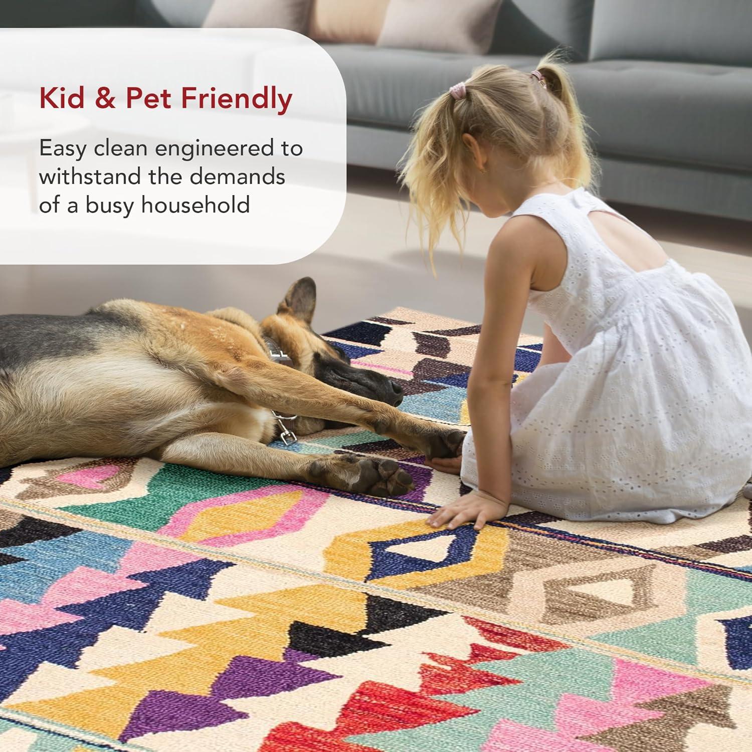 Multicolor Geometric Wool Hand-Tufted Runner Rug, 2'6" x 8'