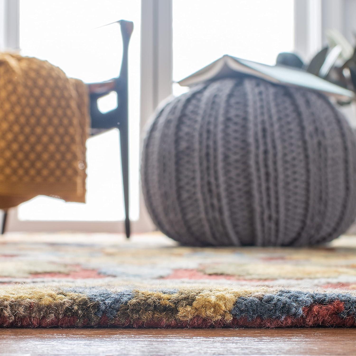 Blossom BLM402 Hand Tufted Area Rug - Red/Multi - 4' round - Safavieh.