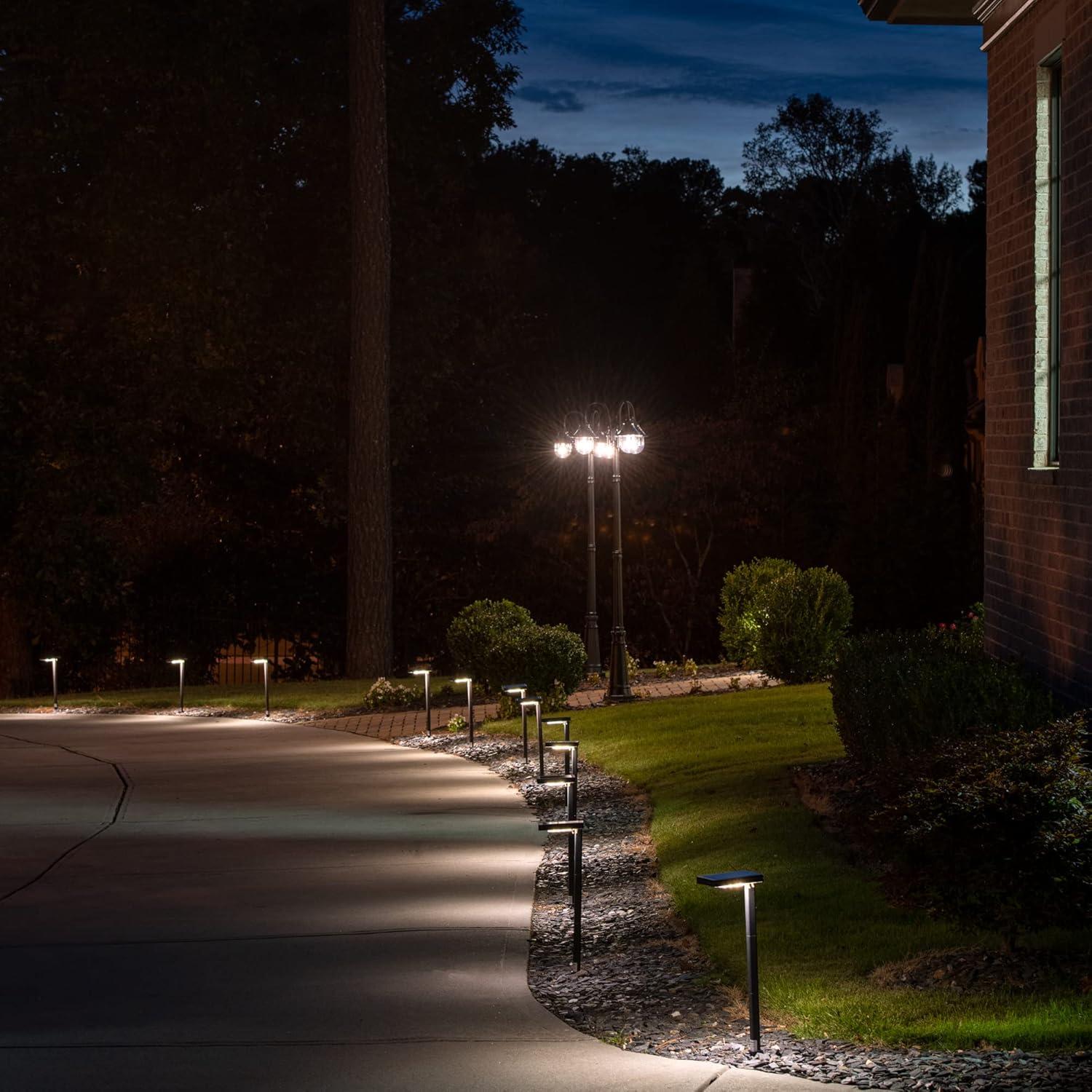 Gama Sonic Contemporary Square Solar Path Light with 3 Ground Stake Mounting Options, Warm White LED, Bronze (117i90480)