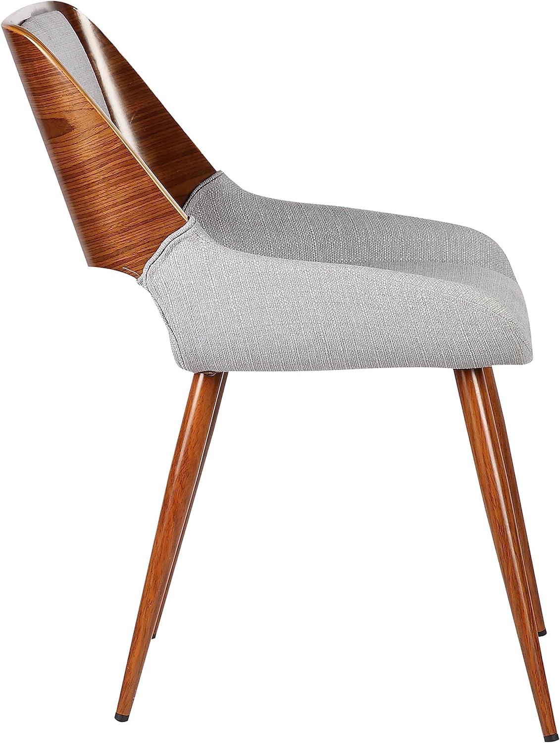 Armen Living Panda Modern Fabric Dining Chair in Walnut Wood and Gray