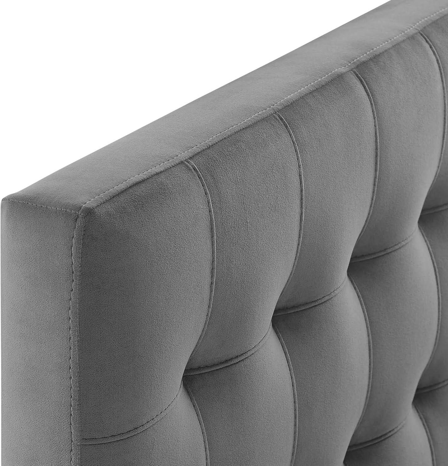 Modway Lily Biscuit Tufted Twin Performance Velvet Headboard in Gray