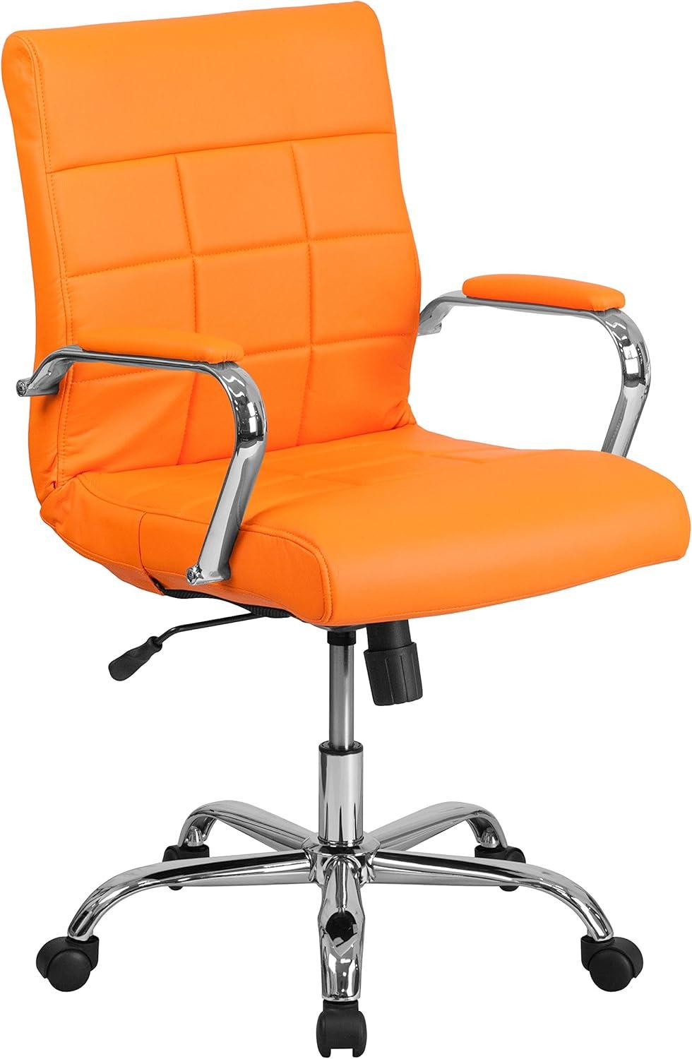 Flash Furniture Mid-Back Vinyl Executive Swivel Office Chair with Chrome Base and Arms