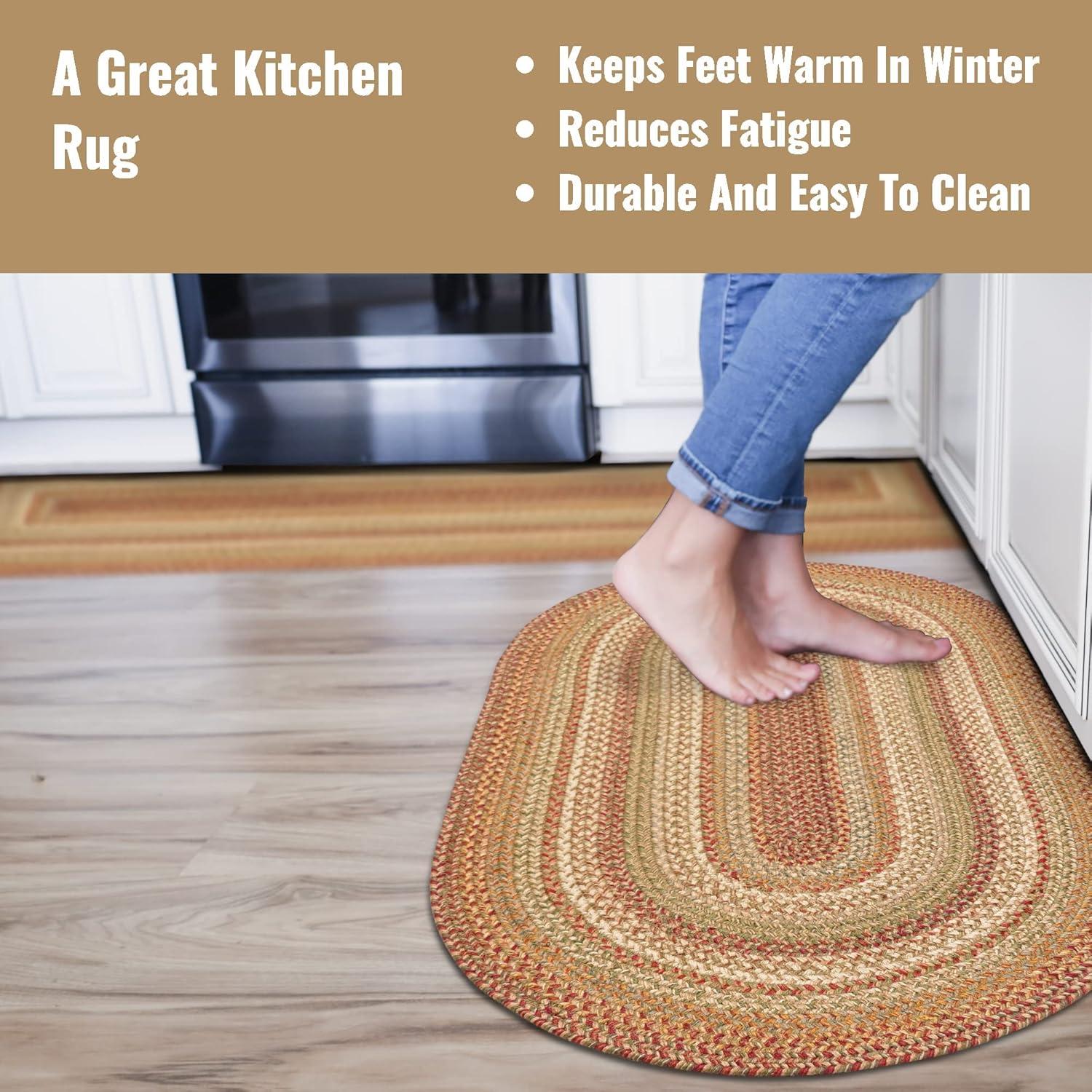 Homespice 20x30 Brown Oval Braided Rug. Harvest Brown Jute Oval Rug. Uses- Entryway Rugs, Kitchen Rugs, Bathroom Rugs. Reversible, Rustic, Country, Primitive, Farmhouse Decor Rug