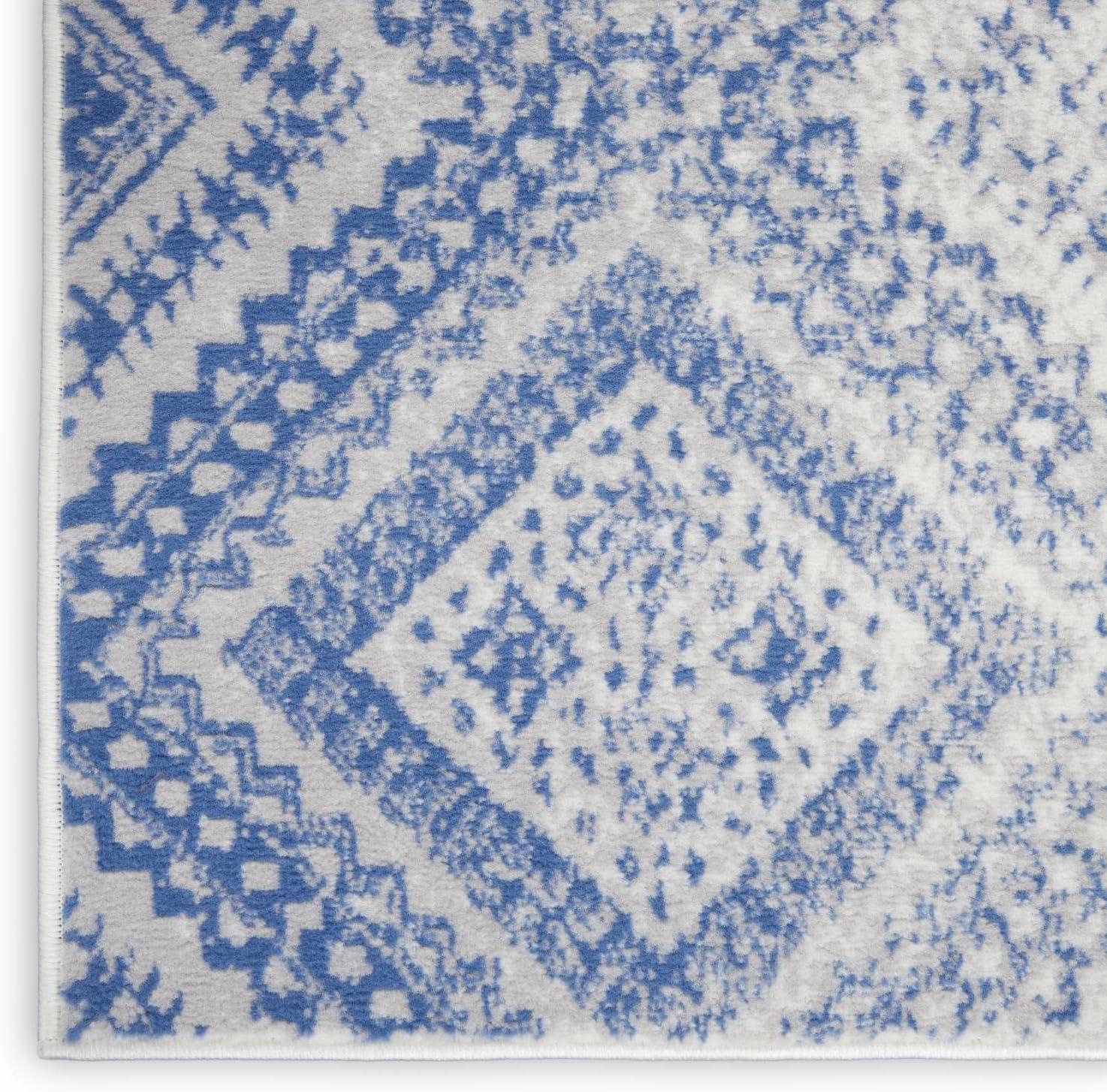Nourison Whimsicle Boho Farmhouse Ivory Blue 2' x 6' Area Rug, (6' Runner)