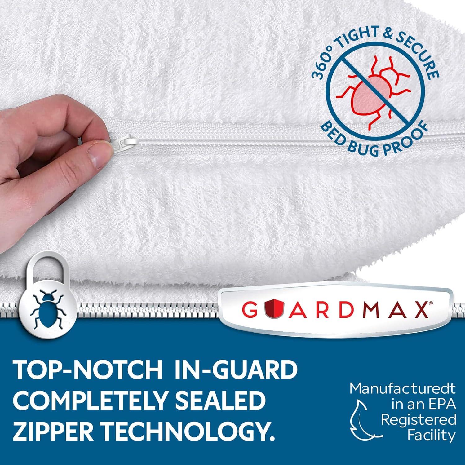 Guardmax - Bed Bug/Waterproof Terry Top Pillow Protector - Zippered - 2/PK - Standard