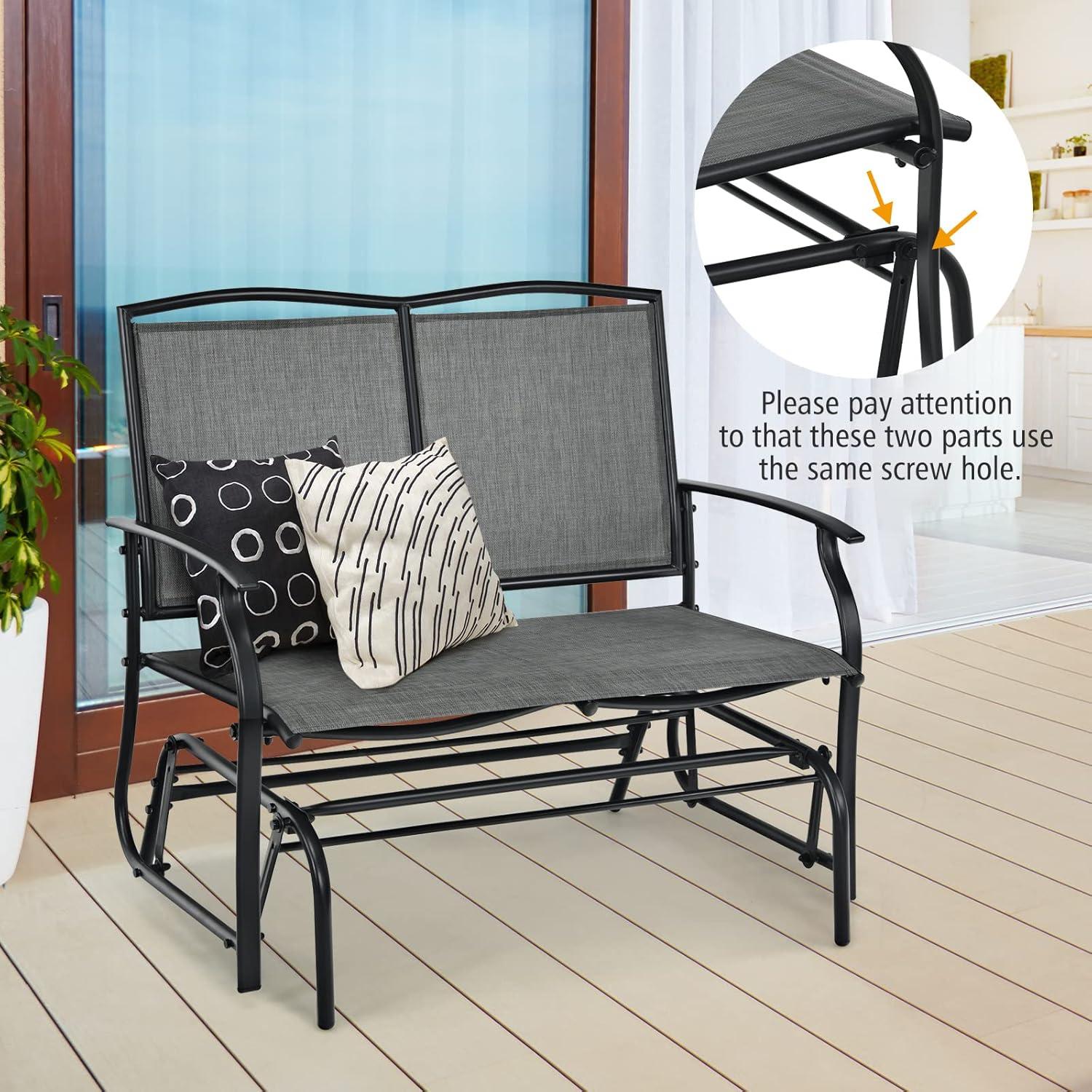 Best Choice Products 2-Person Outdoor Swing Glider, Steel Patio Loveseat, Bench Rocker w/ Armrests - Gray