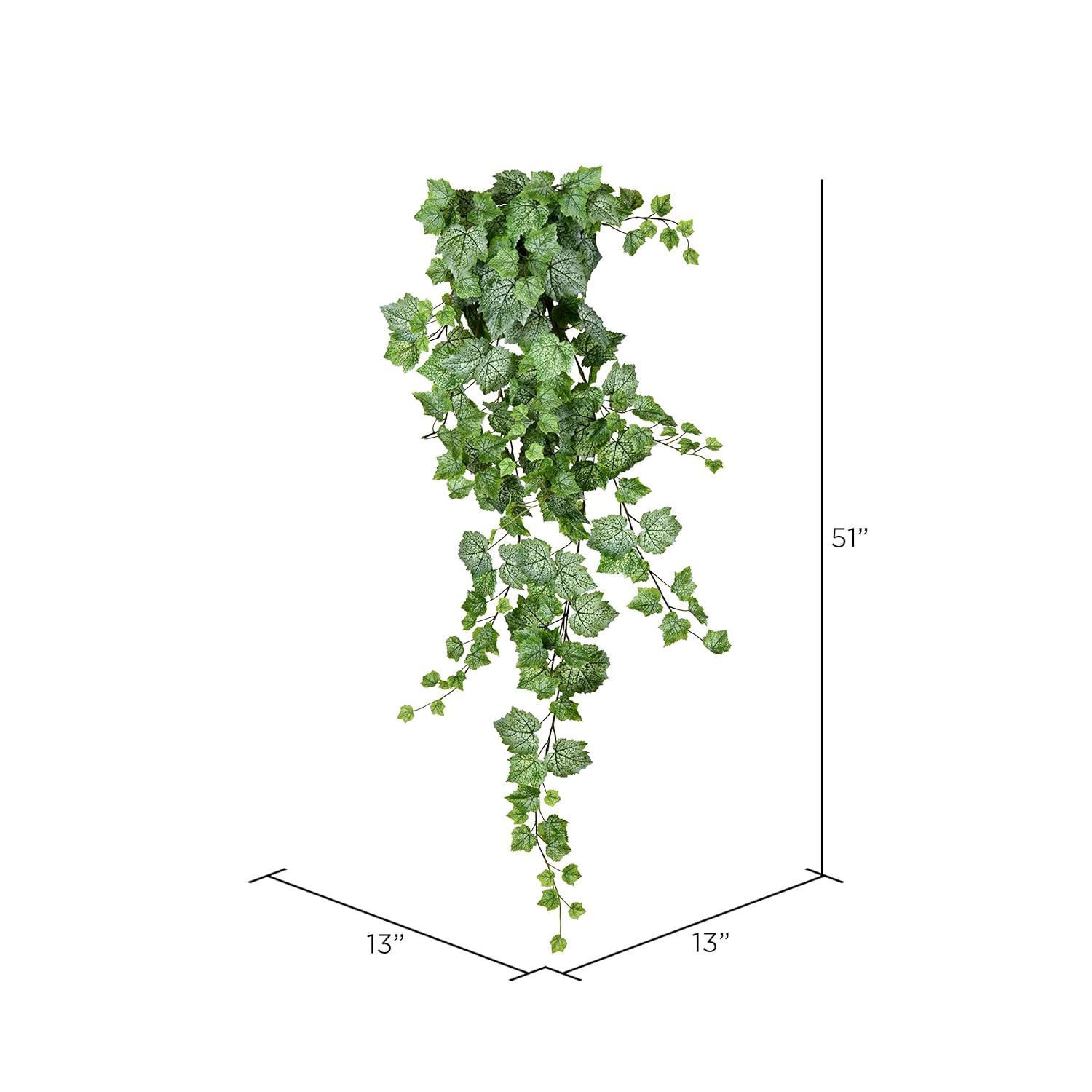 Vickerman 51" Artificial Green & White Grape Leaf Ivy Hanging Bush.