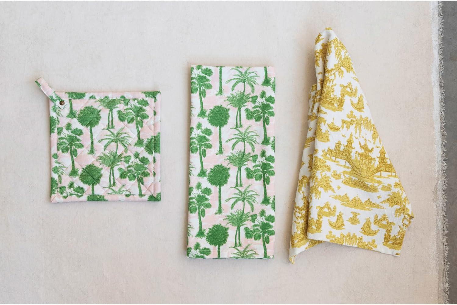 Creative Co-Op Cotton Printed Pattern, 2 Colors, 2 Styles Tea Towels, 28" L x 18" W x 0" H, Multicolor