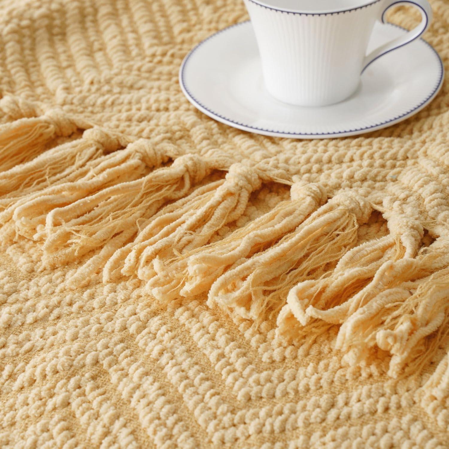 Battilo Home Throw Blanket for Couch, Super Soft Cozy Warm Throws for Twin Bed, Knit Woven Chenille Blanket Versatile for Sofa Bedroom Home Decor