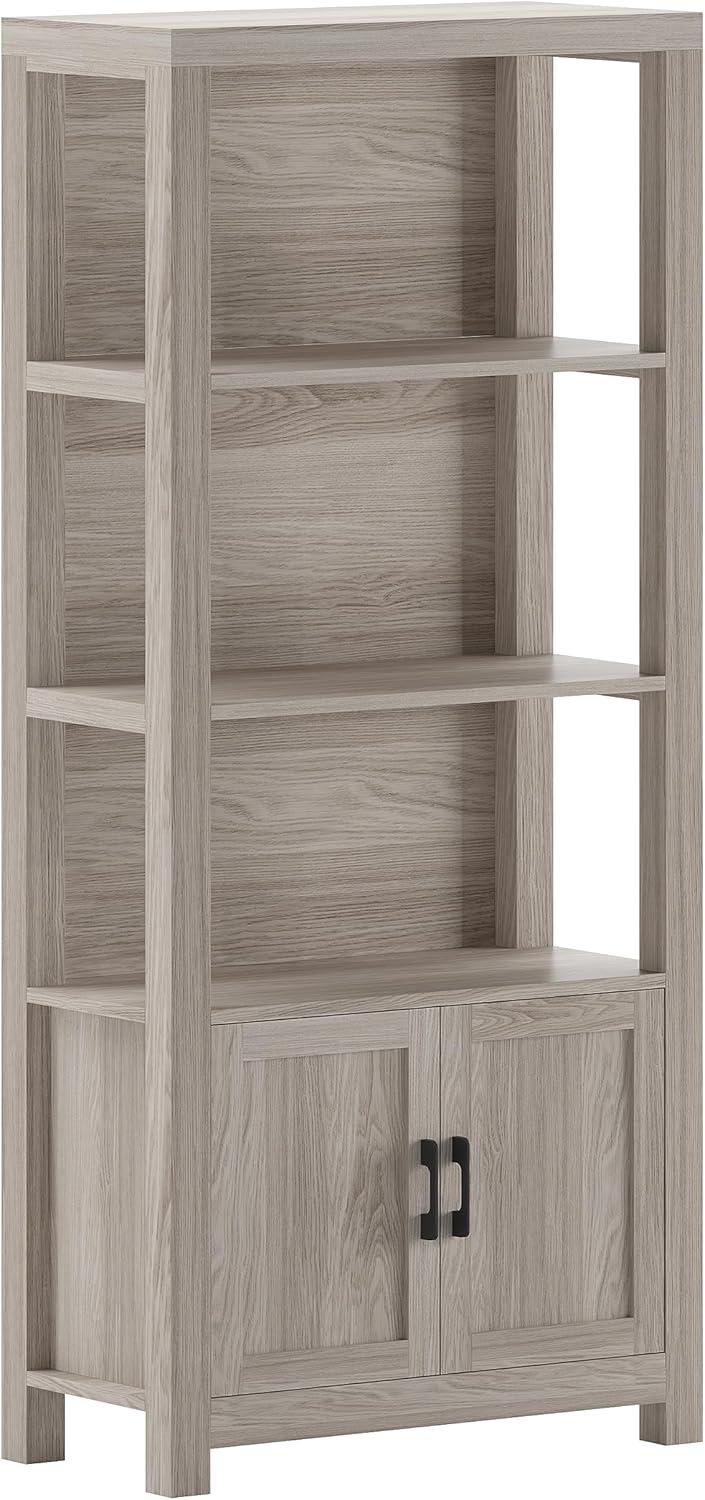 Martha Stewart 68" Gray Wood Shaker Bookcase with Storage Cabinet