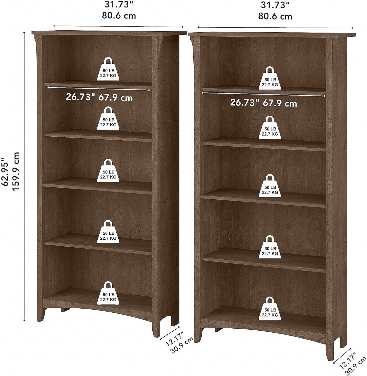 Khadesha Tall 5 Shelf Bookcase - Set Of 2