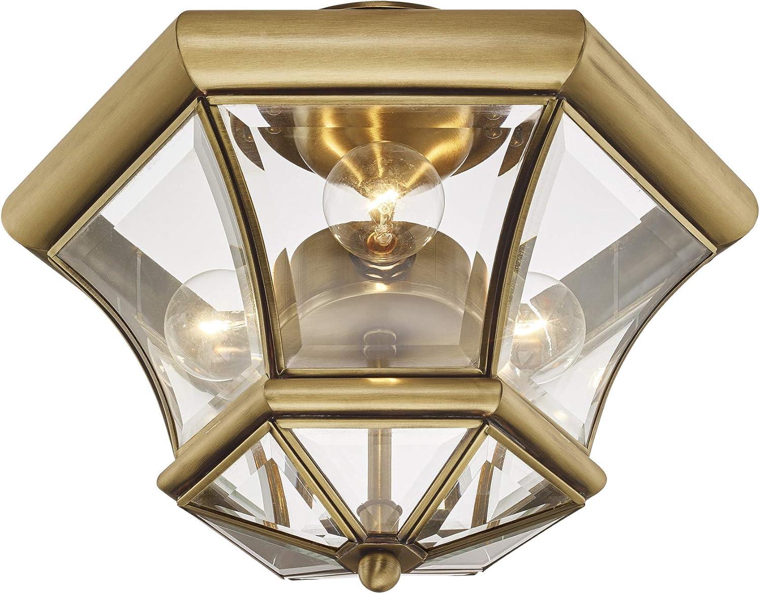 Livex Lighting Monterey 3 - Light Flush Mount in  Antique Brass