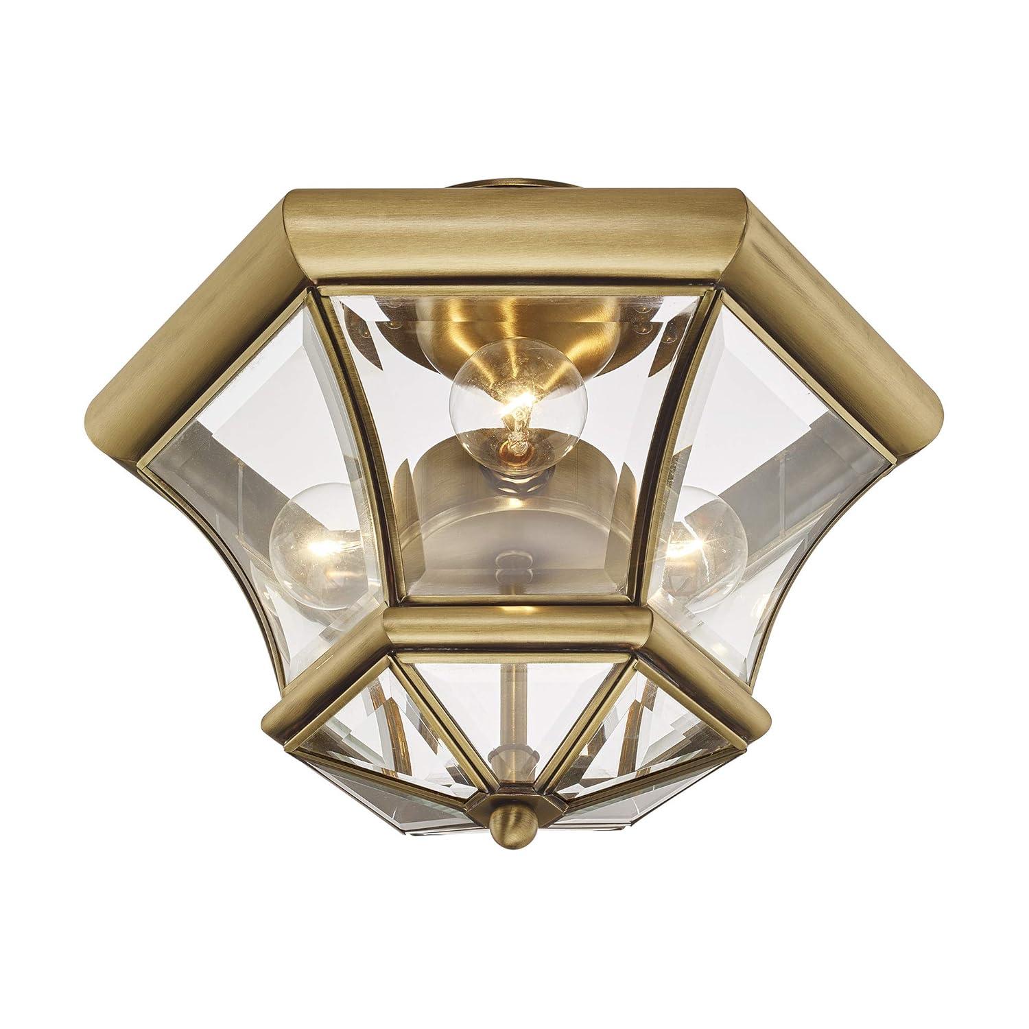 Livex Lighting Monterey 3 - Light Flush Mount in  Antique Brass