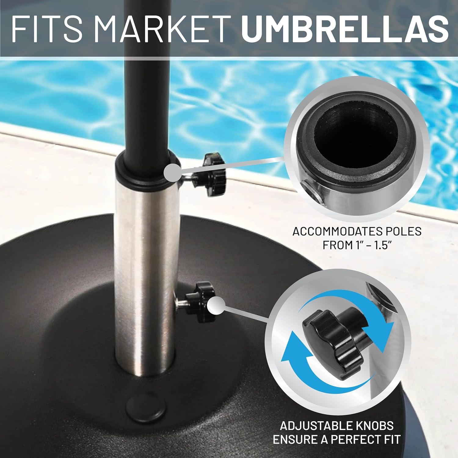 US Weight Free-Standing Fillable Umbrella Base - Rolling Base for Patio Umbrella Stand – Black