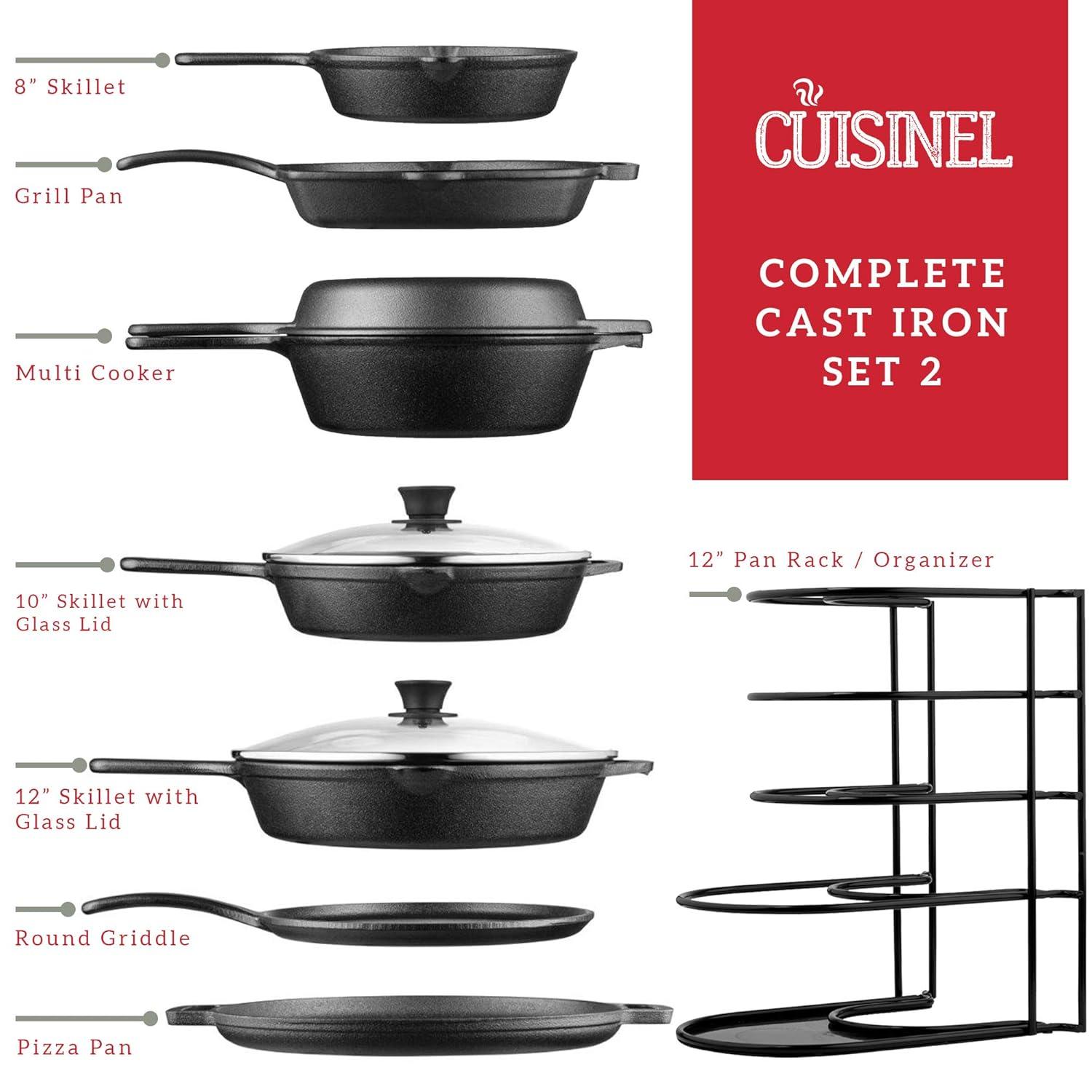 Cuisinel Cast Iron Cookware Set - Complete Pre-Seasoned Kit