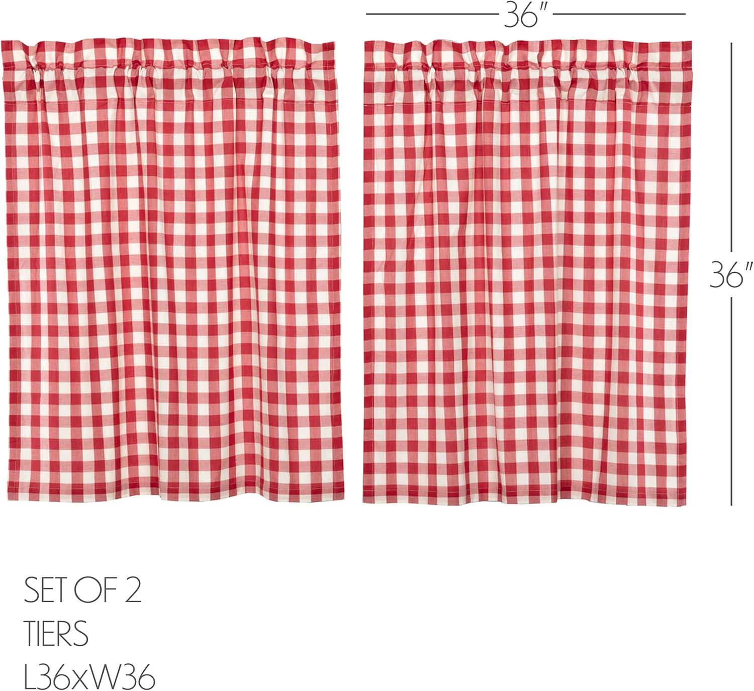 VHC Brands Annie Buffalo Check Plaid Cotton Ruffled Cafe Curtain (Set of 2)