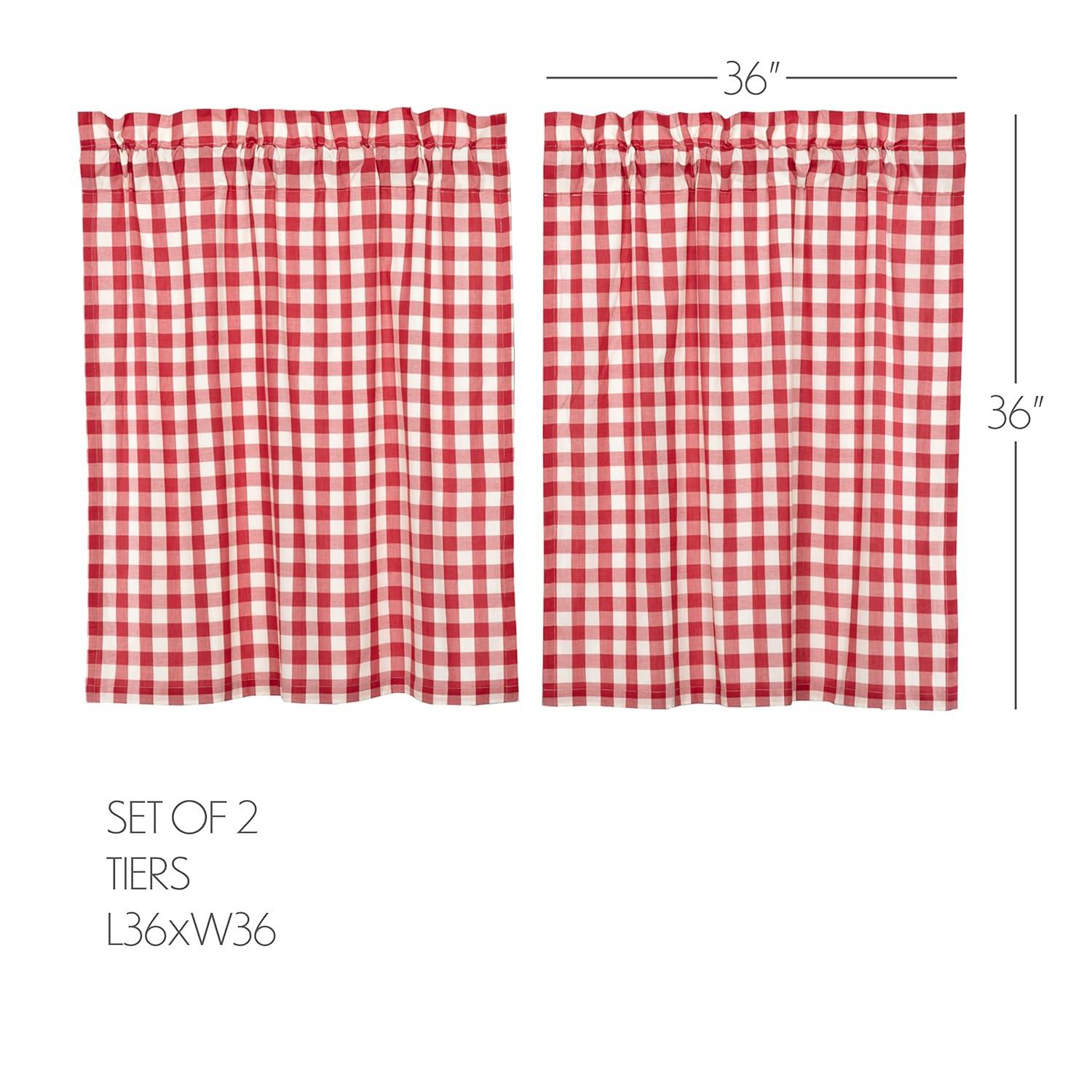 VHC Brands Annie Buffalo Check Plaid Cotton Ruffled Cafe Curtain (Set of 2)