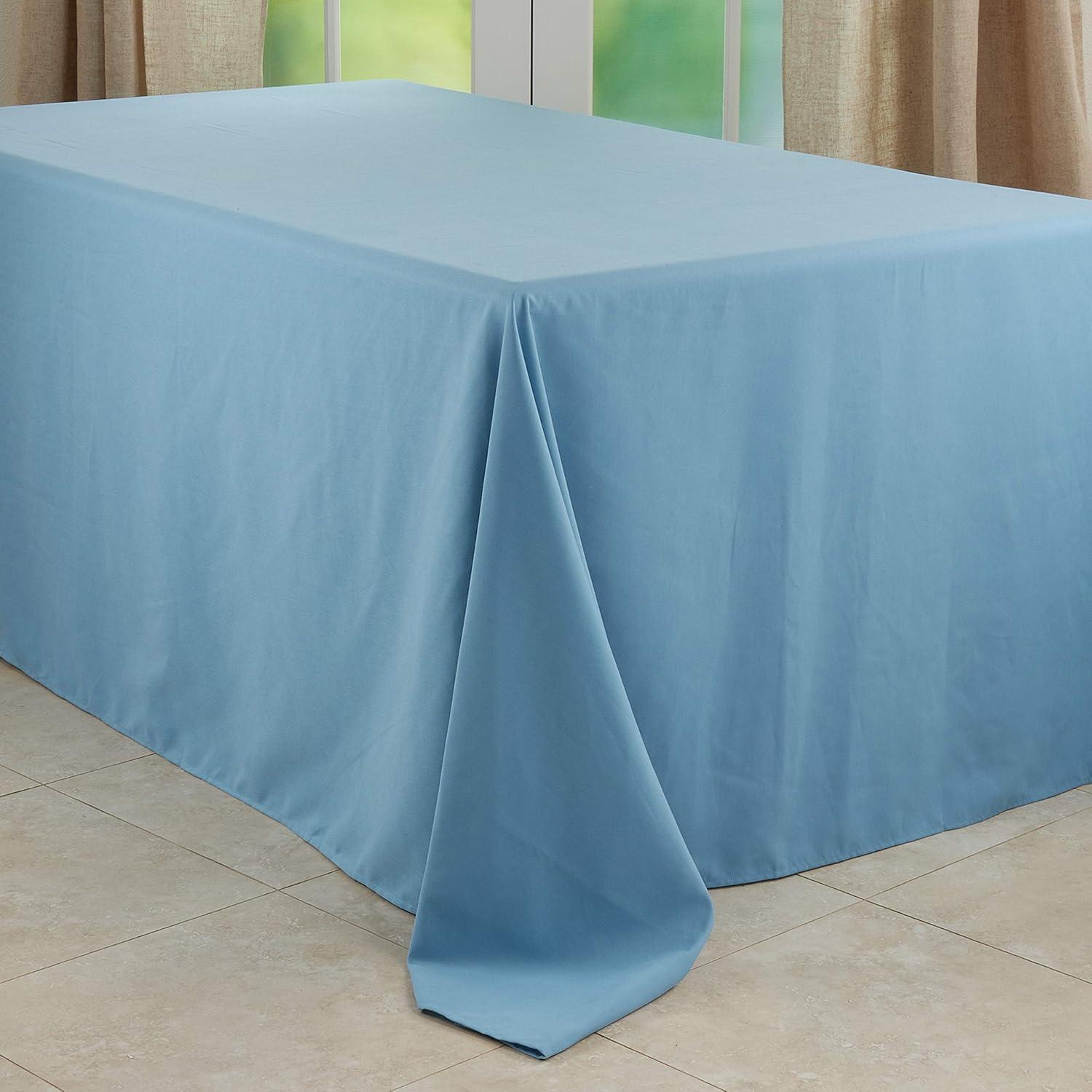 Saro Lifestyle Solid Color Everyday Tablecloth, Aqua, 90" x 132"