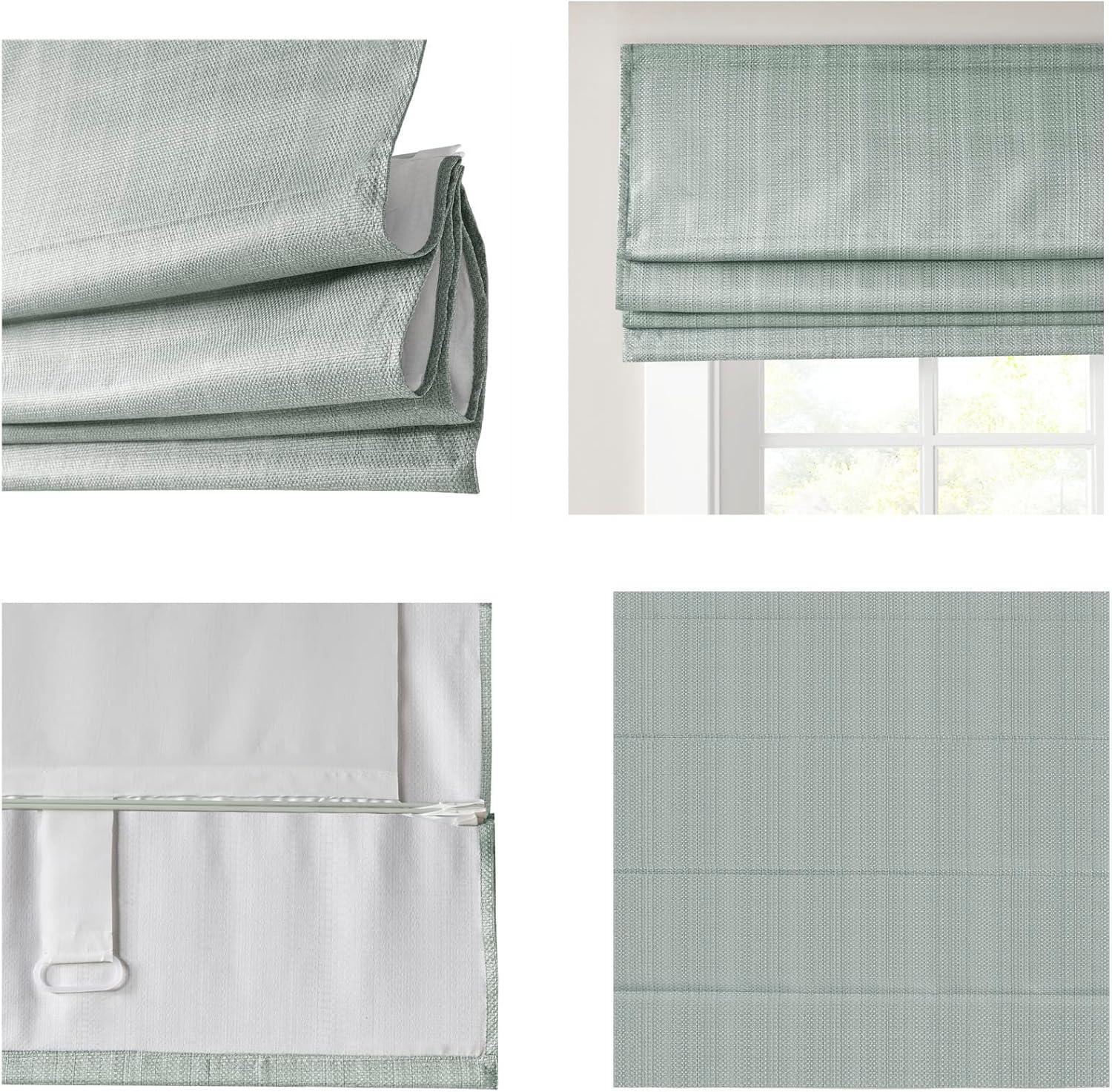 Madison Park Galen Basketweave Room Darkening Cordless Roman Shade Single Window Panel in Indigo Blue, 34"x64"