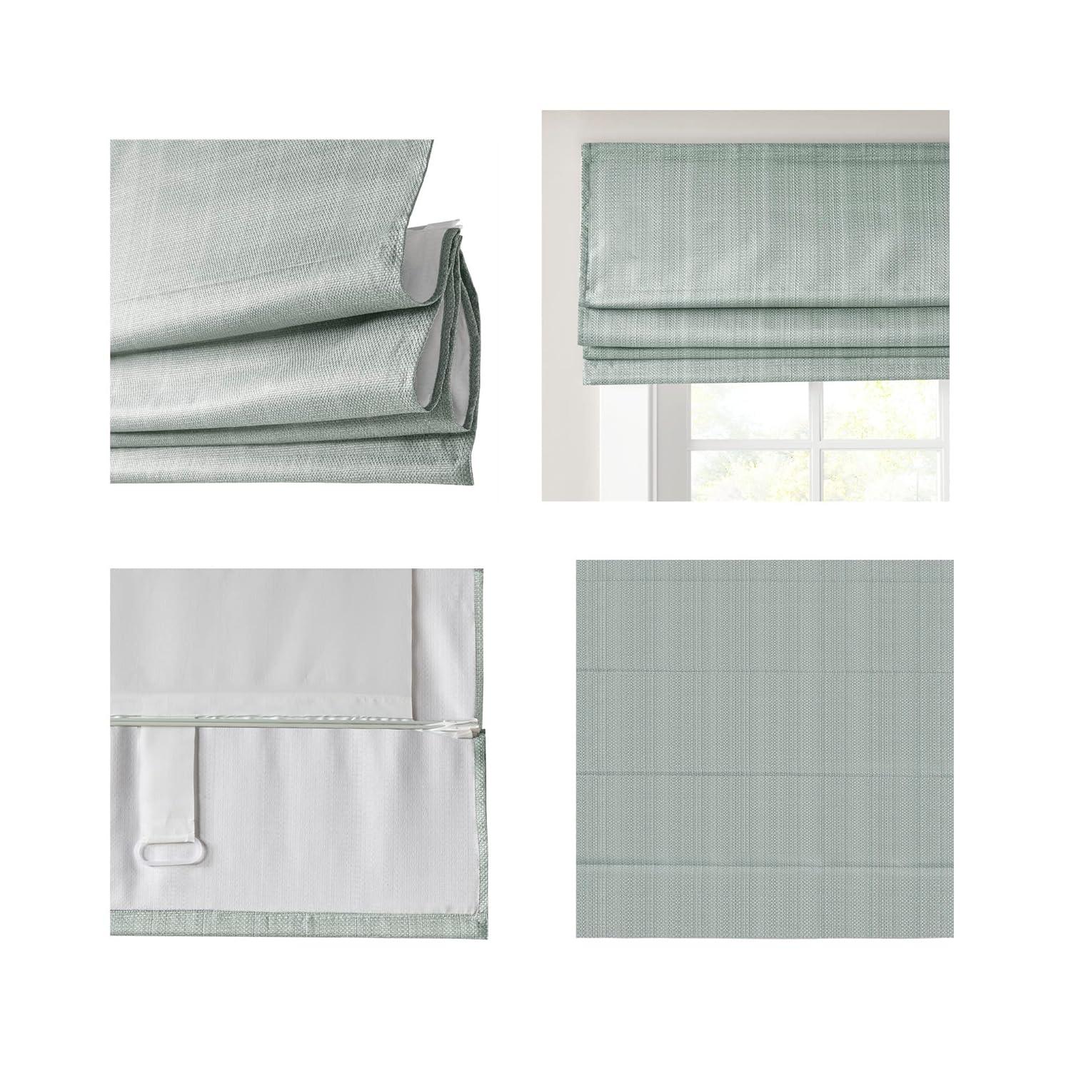 Madison Park Galen Basketweave Room Darkening Cordless Roman Shade Single Window Panel in Indigo Blue, 34"x64"