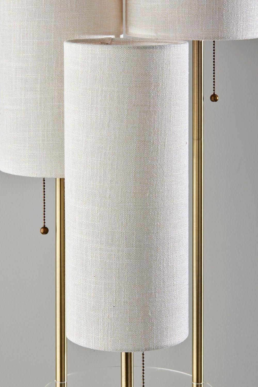 Adesso Trio Floor Lamp Antique Brass: Metal Body, Polyester Shade, ETL Listed, Pull Chain Switch