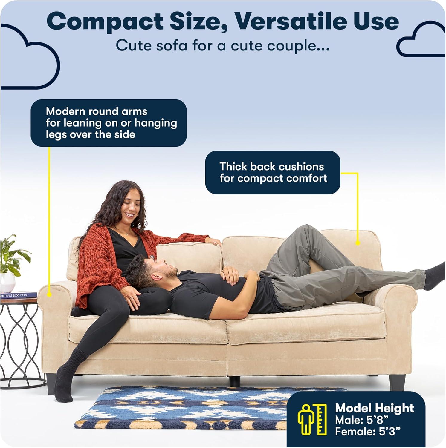 Serta Copenhagen 78" Rolled Arm Sofa, Easy Care Fabric, Soft Pillow Back, Pocket Coil Seat Cushions