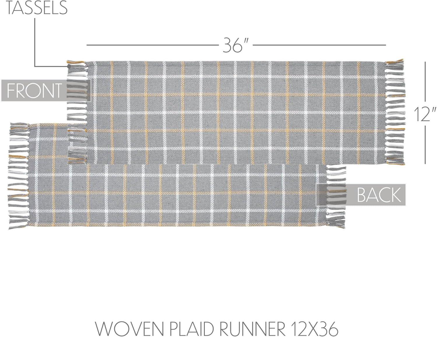 Harvest Blessings Charcoal Gray Plaid Cotton Table Runner 12x36