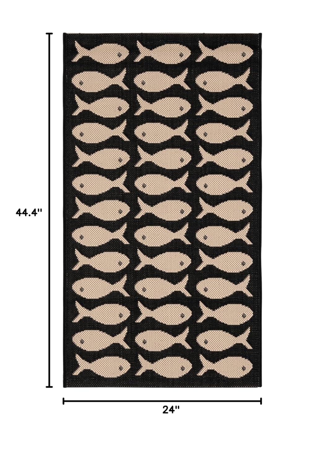 Courtyard CY6013 Power Loomed Indoor and Outdoor Accent Rug - Black/Beige - 2'x3'7" - Safavieh