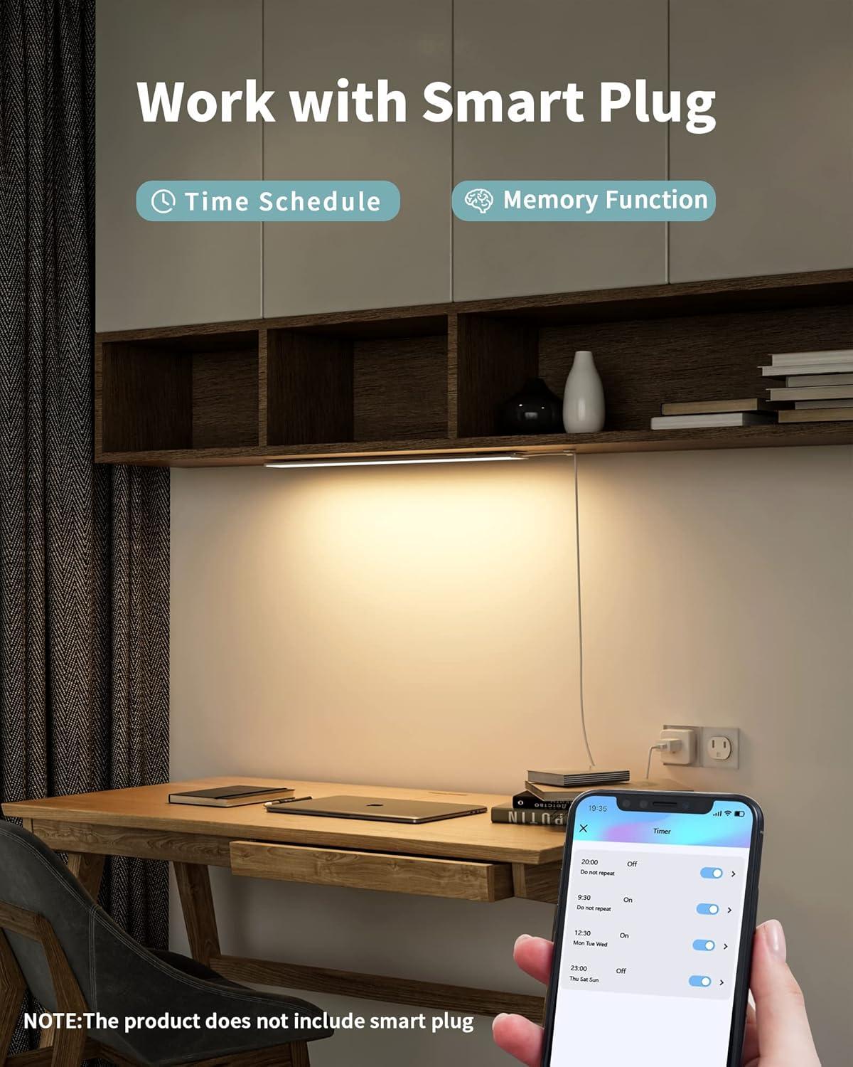 ASOKO Dimmable LED Cabinet Lighting with Touch Activated, LED Closet Light Bar for Kitchen, Shelf and Showcase Lighting, DC5V UL Listed Plug, USB Powered (Cold White 6000K, 12 INCH)