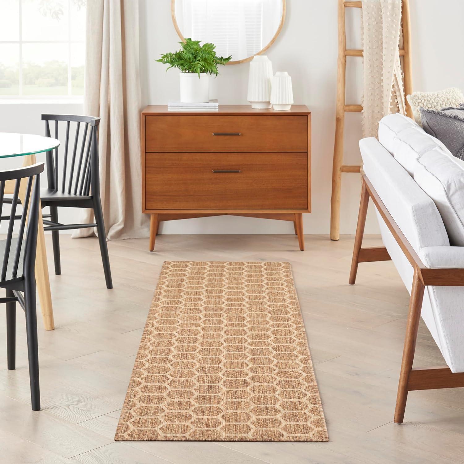 Nourison Reversible Indoor Outdoor 2' x 6' Natural Modern Rug