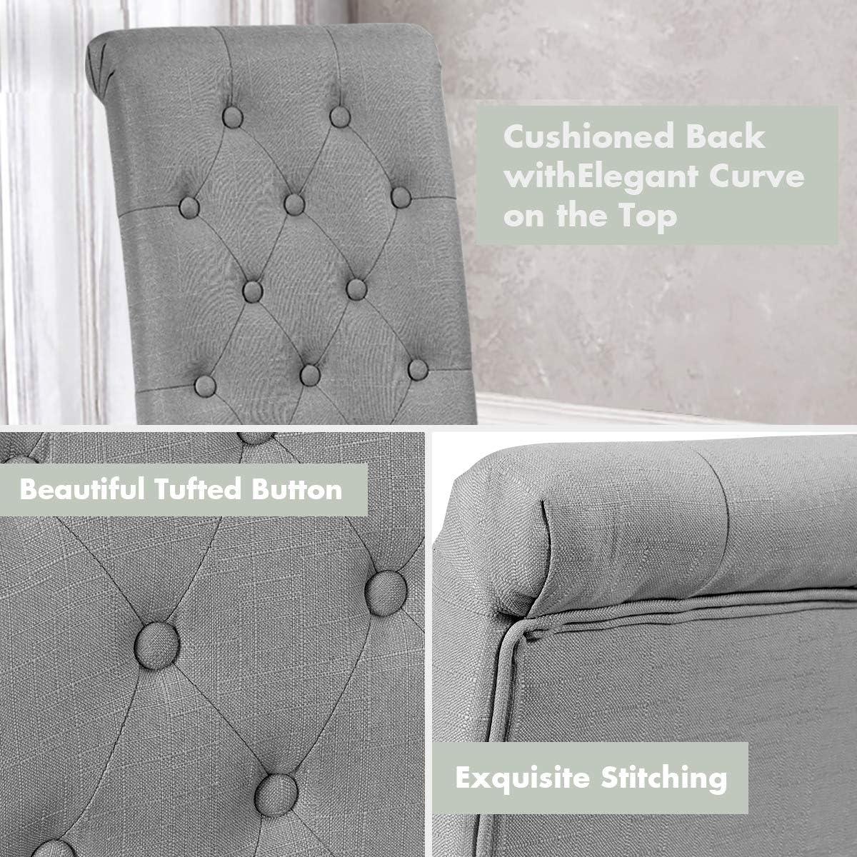 Westice Dining Room Chairs Set of 4 Upholstered Fabric Kitchen Chairs Dining Room Side Chair with Nailhead Trim and Rubber Wood Legs for Small Space Apartment, Light Gray