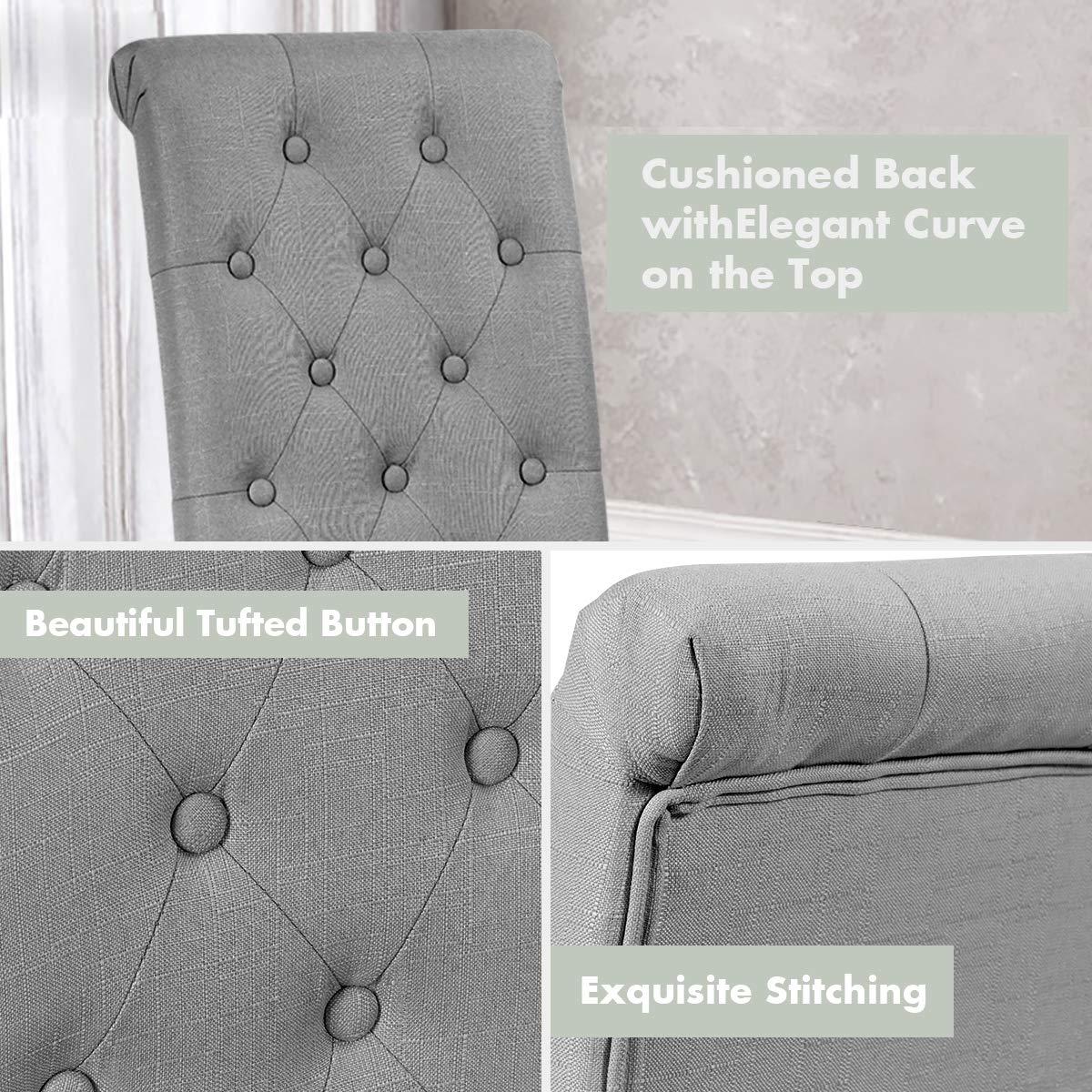 Westice Dining Room Chairs Set of 4 Upholstered Fabric Kitchen Chairs Dining Room Side Chair with Nailhead Trim and Rubber Wood Legs for Small Space Apartment, Light Gray