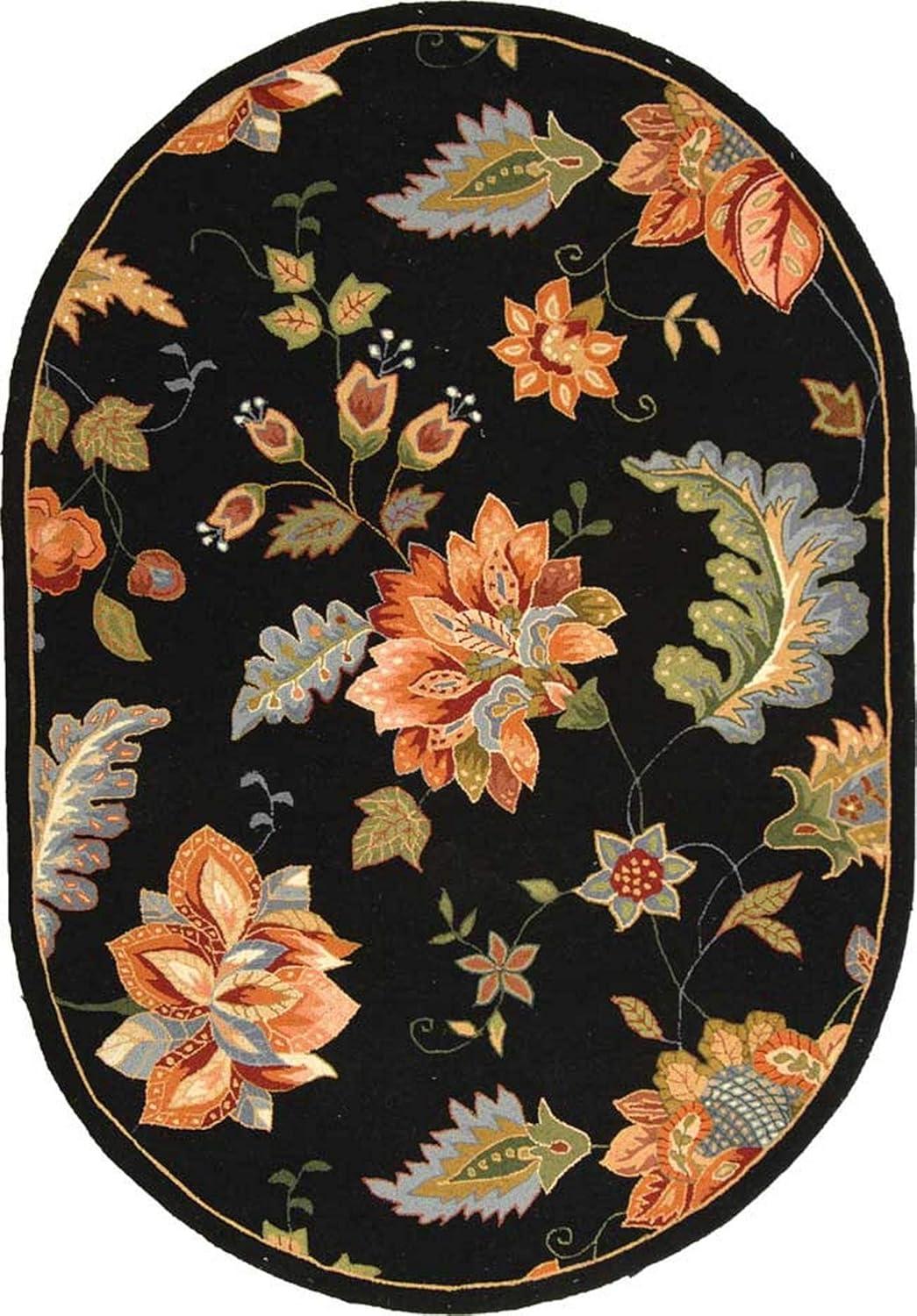 Chelsea HK306 Handmade Area Rug - 4'6"x6'6" Oval - Black - Safavieh