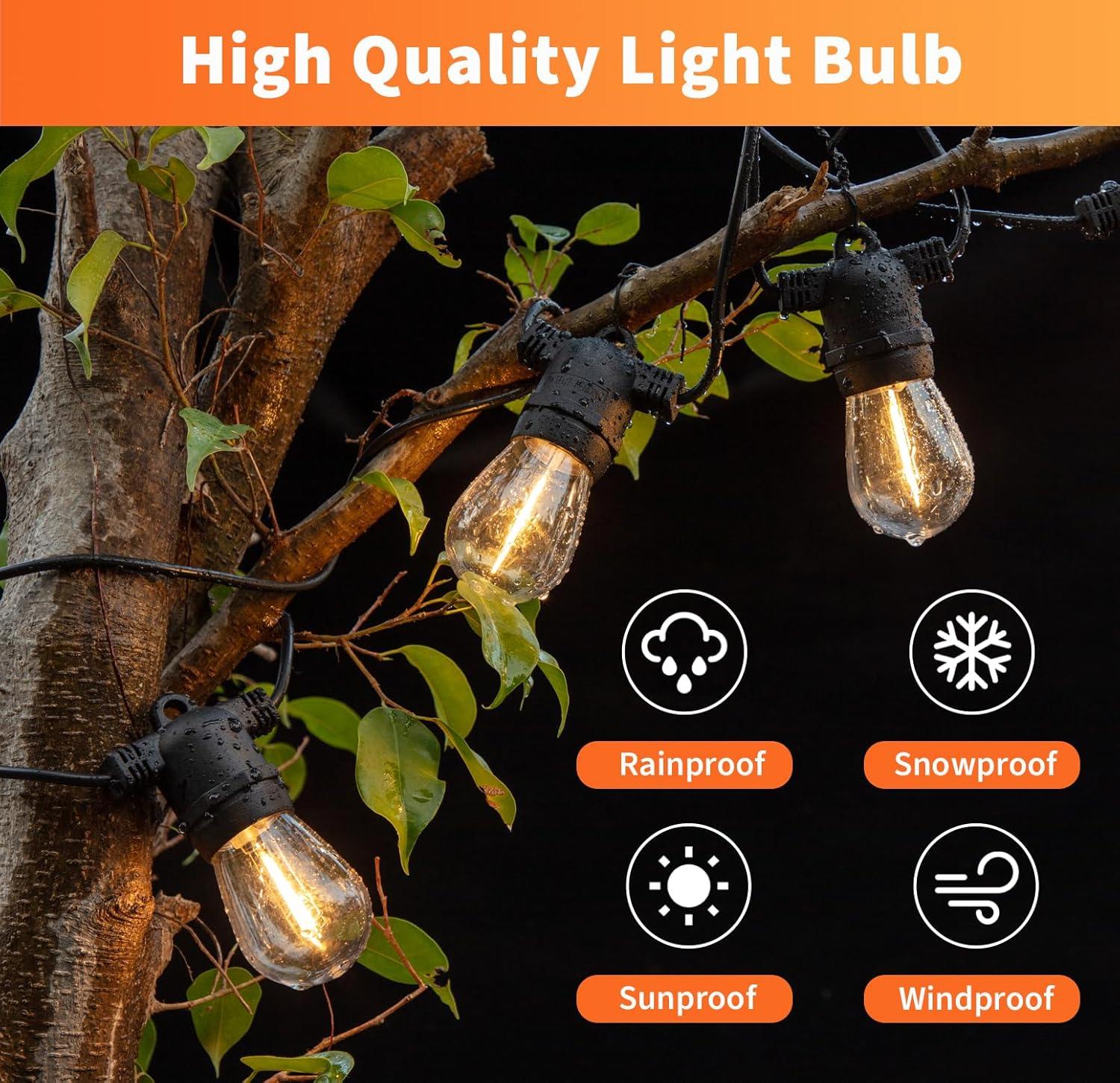 Svater Replacement Bulbs for Outdoor String Lights, 15 Pack S14 LED Bulbs for Patio, E26 Base 1W Bulb Equal to 11W Incandescent, Dimmable,Shatterproof 2700K Warm White
