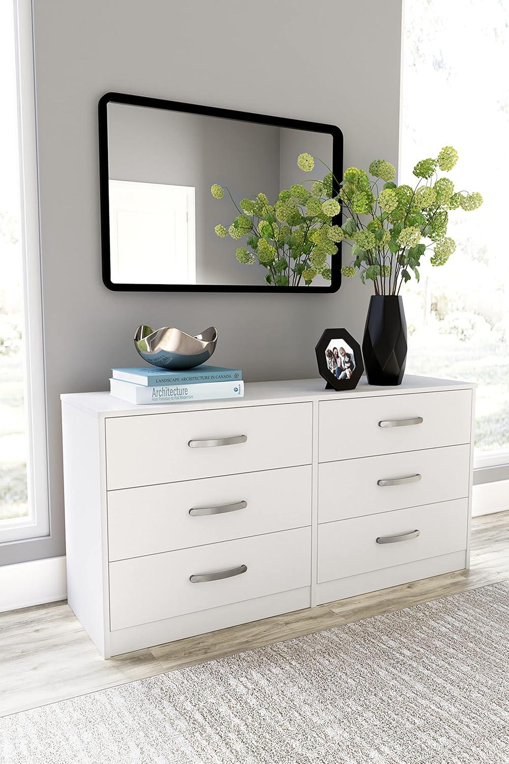 White Transitional 6-Drawer Dresser with Ball Bearing Slides