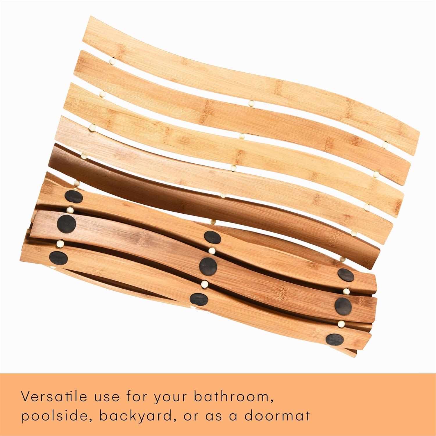 Prosumer's Choice Bamboo Bath Mat - Natural Wood Shower and Bathroom Rug - Versatile Indoor and Outdoor Use - Premium Packaging Included - 27.5'' x 19.6" Wooden Bathmat
