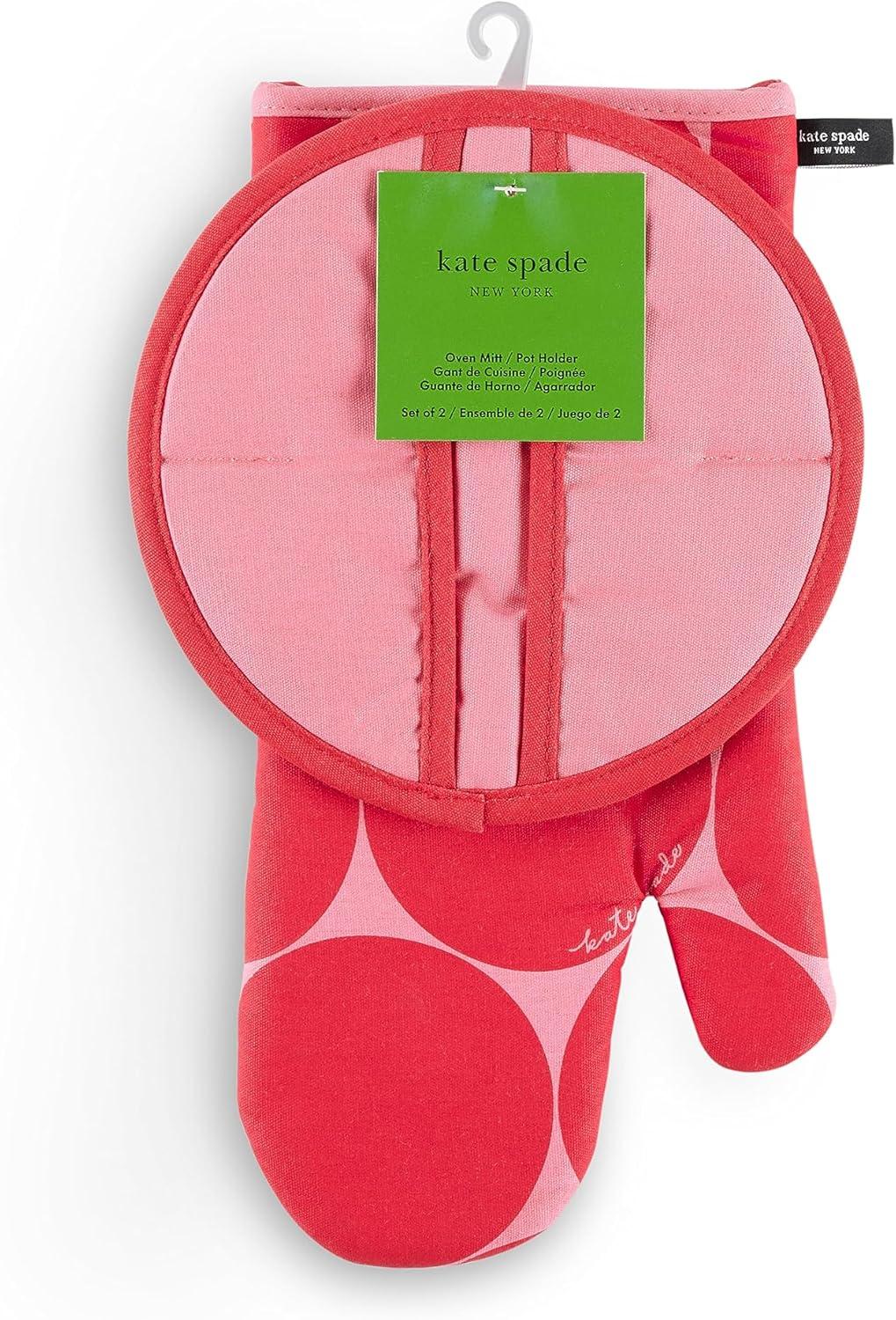 Kate Spade New York Oven Mitt & Pot Grabber 2 Piece Set, Heat Resistant 100% Cotton