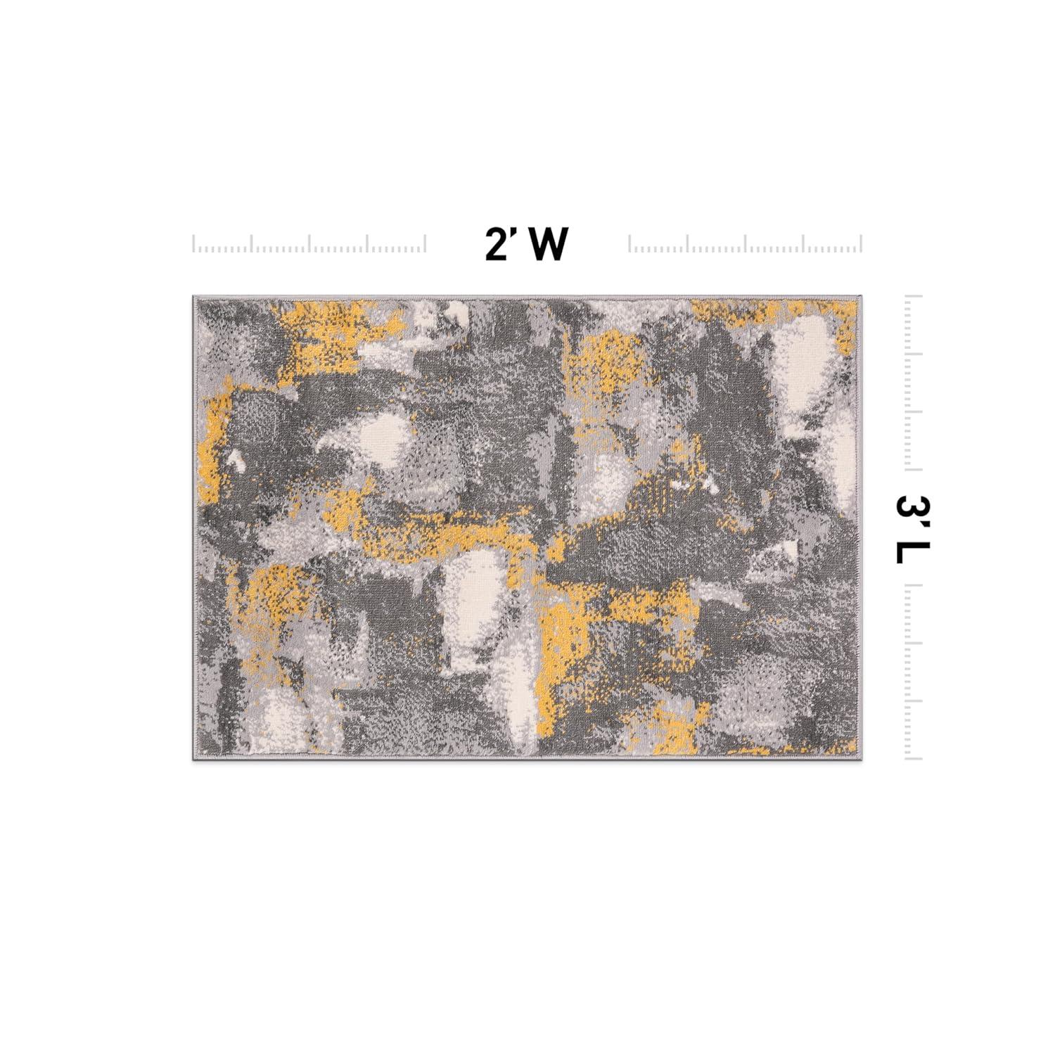 World Rug Gallery Brighton Modern Abstract Area Rug - Yellow 2'x3'