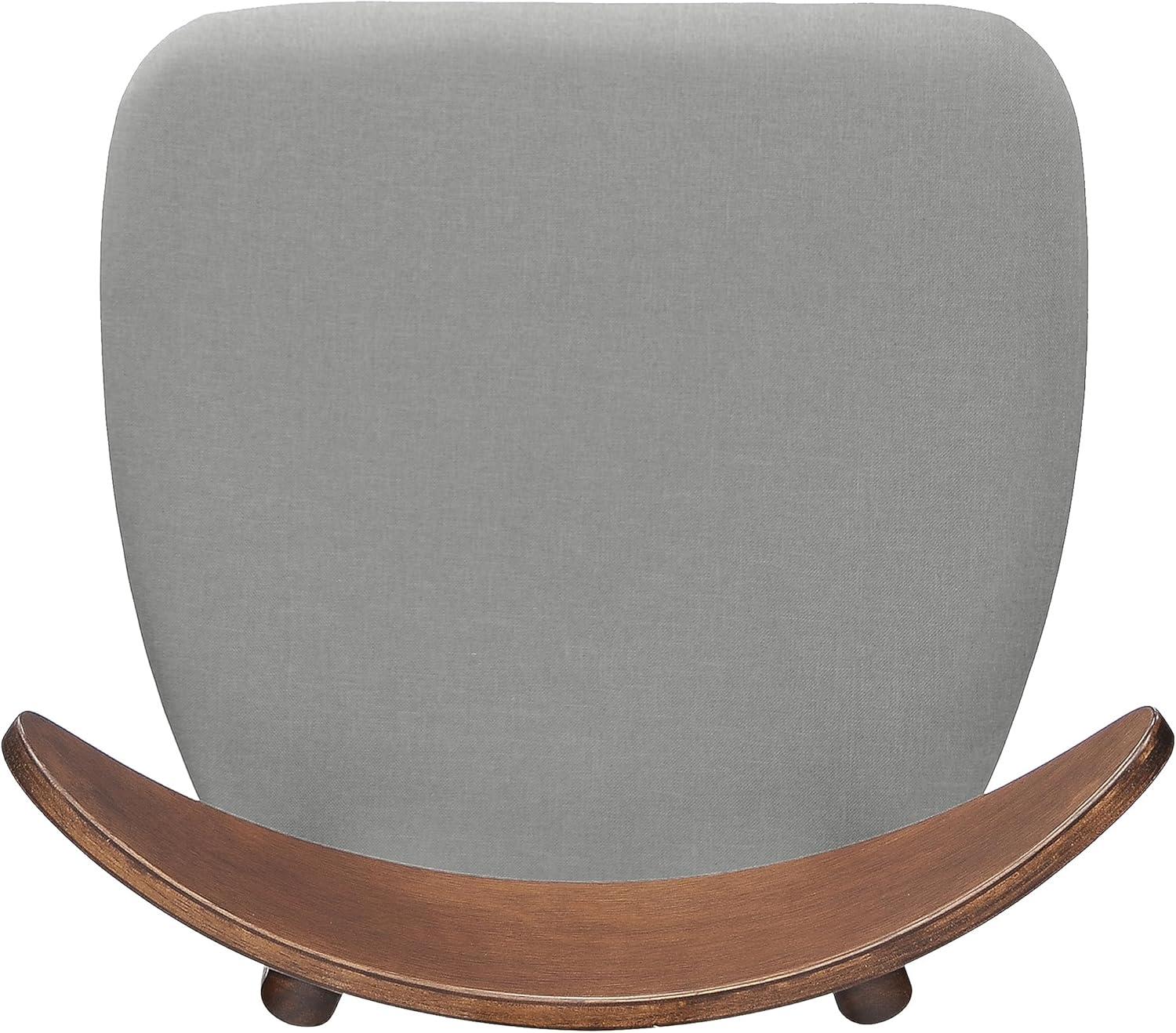 GDF Studio Wales Mid Century Modern Fabric Upholstered 5 Piece Dining Set, Light Gray and Walnut