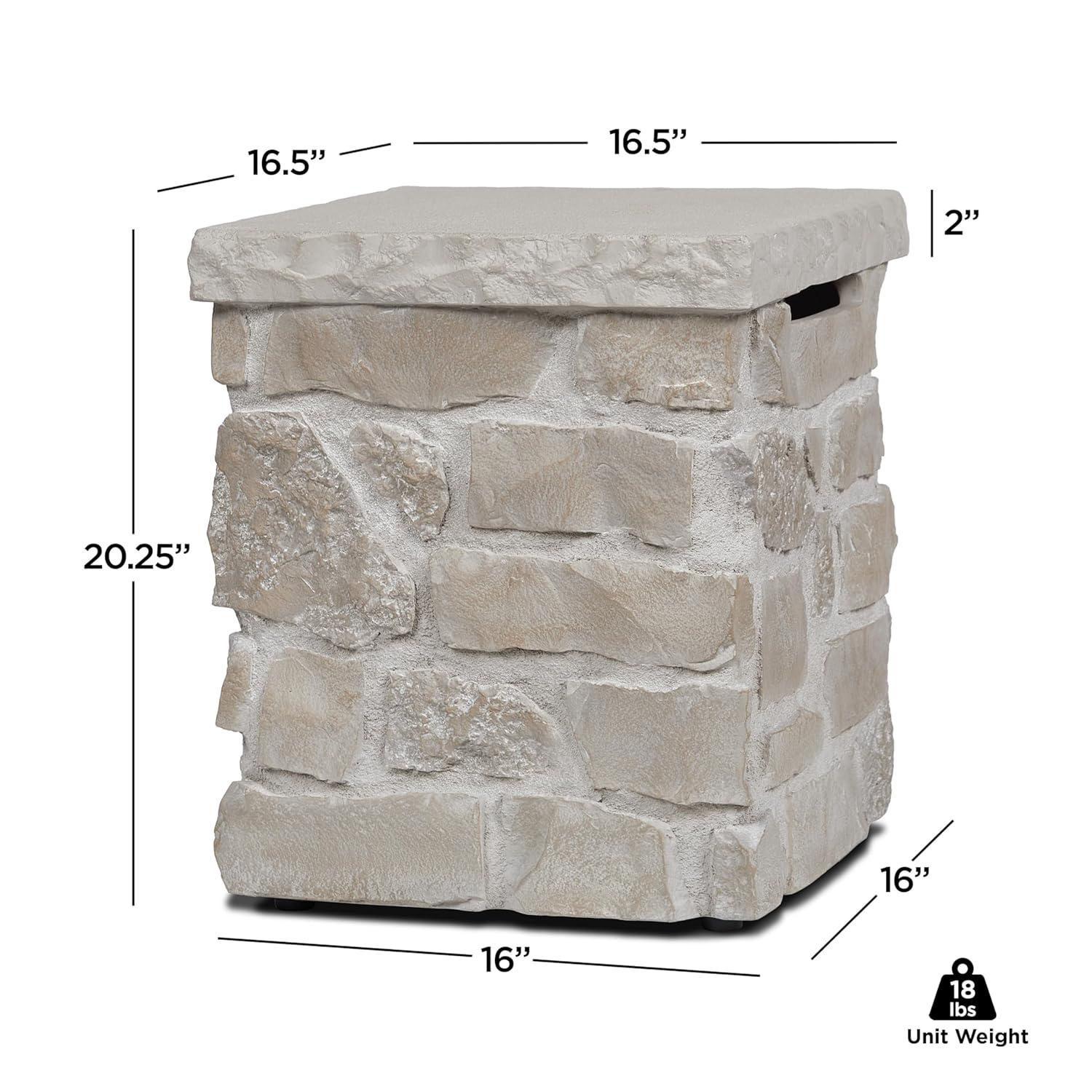 Real Flame Scottsdale Stone Propane Tank Cover And Side Table In Beige By Real Flame