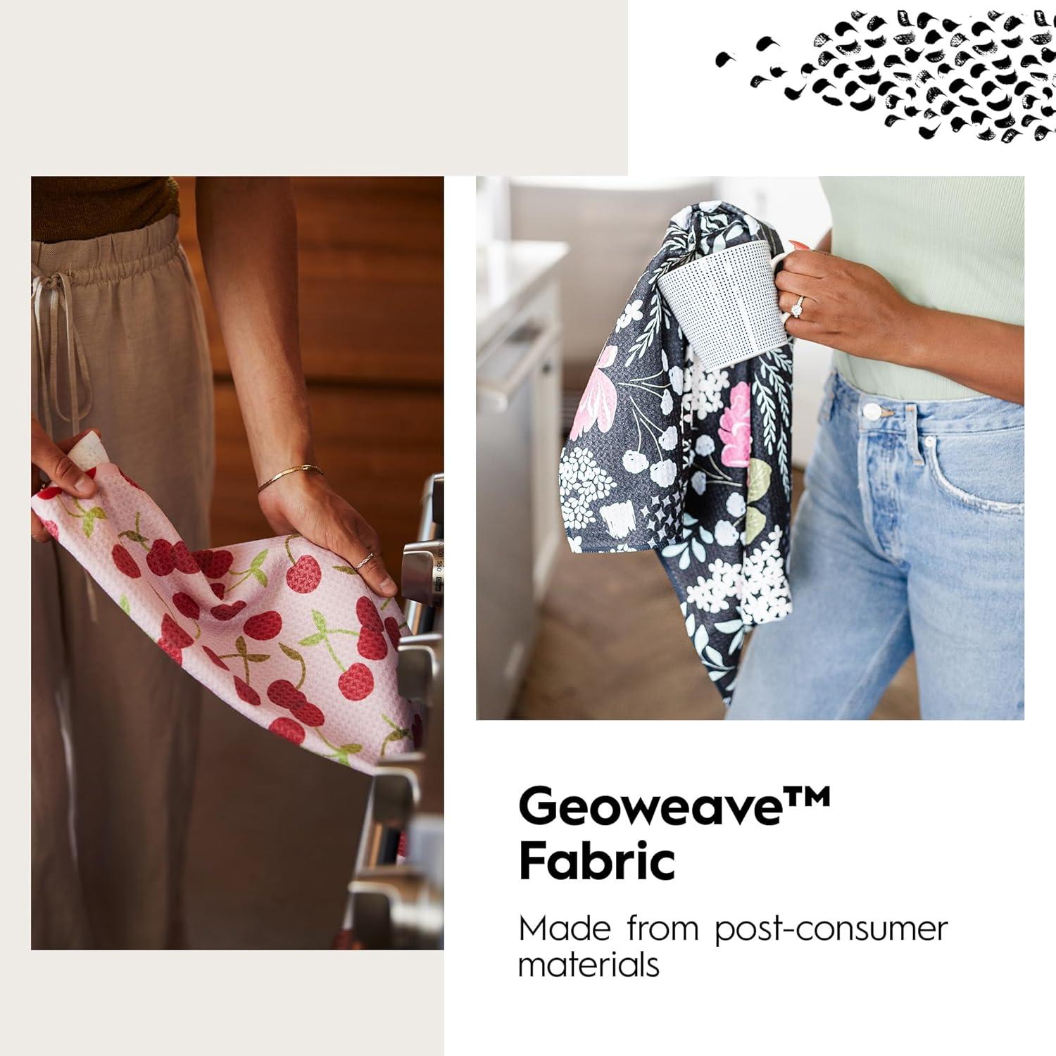 GEOMETRY Kitchen Tea Towels - Quick Dry Microfiber Dish Towels for Kitchen - Spring Sprout 18" x 30" (1 Pack)