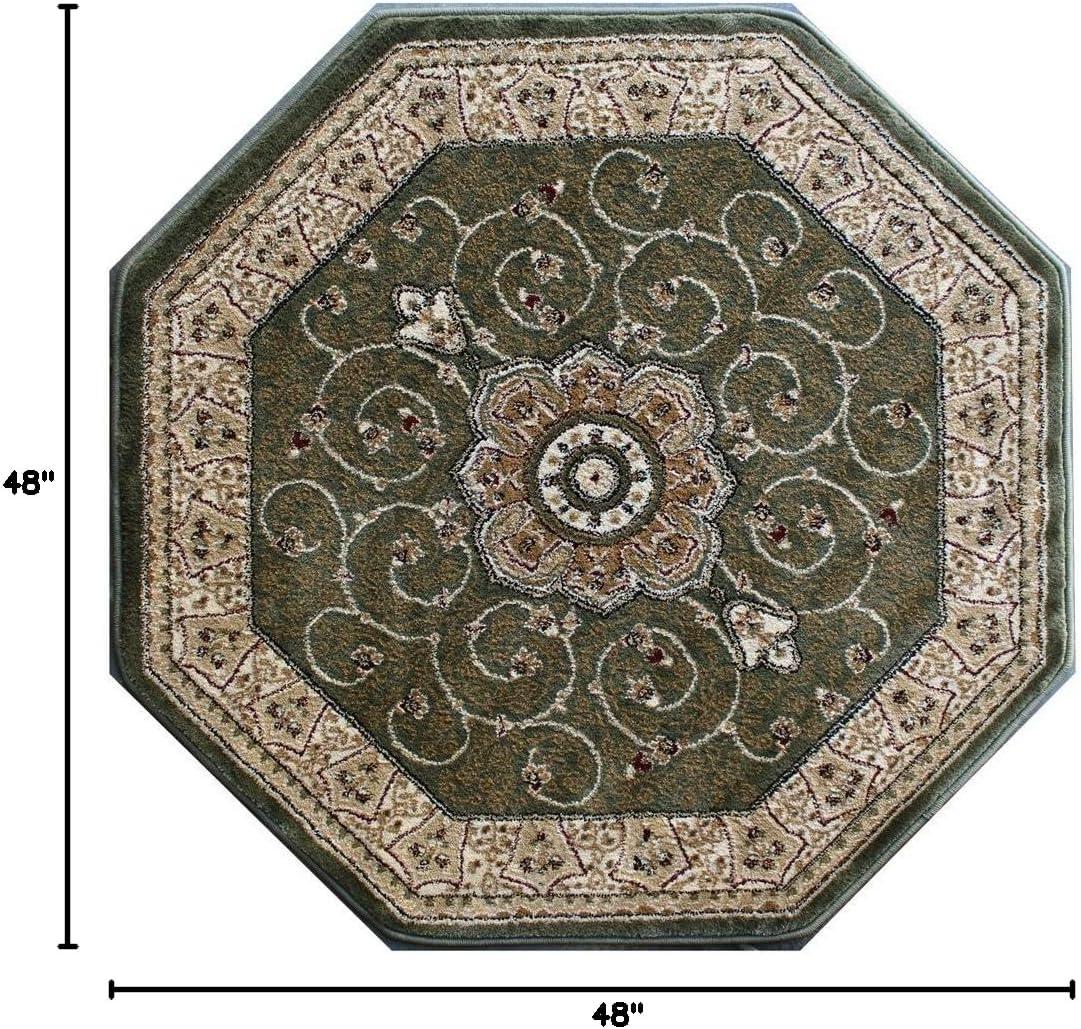 Masada Rugs Traditional Octagon Area Rug Design # 404 Burgundy (5 Feet 3 Inch X 5 Feet 3 Inch) Octagon