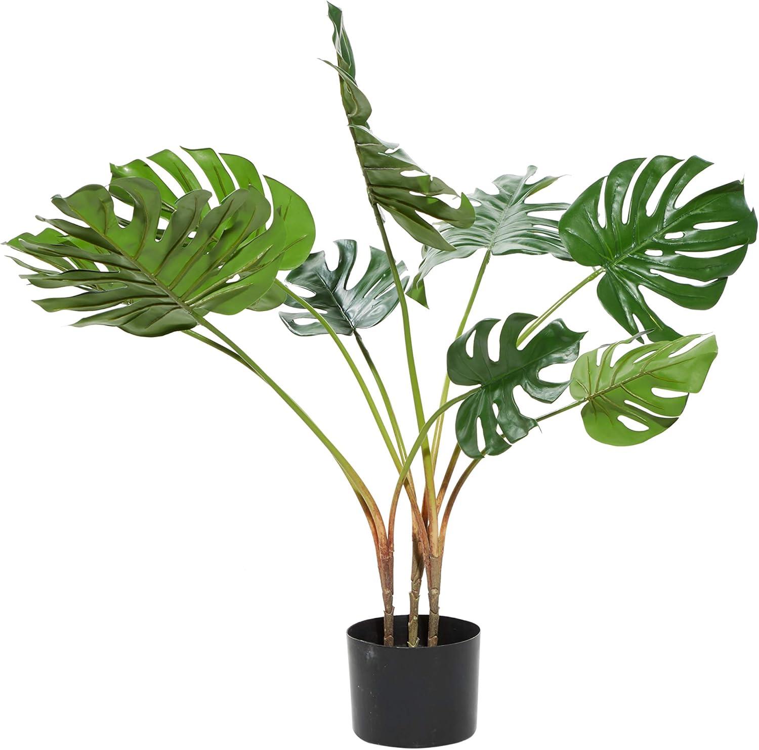 DecMode 73" Artificial Ficus Tree in Realistic Leaves and Black Plastic Pot