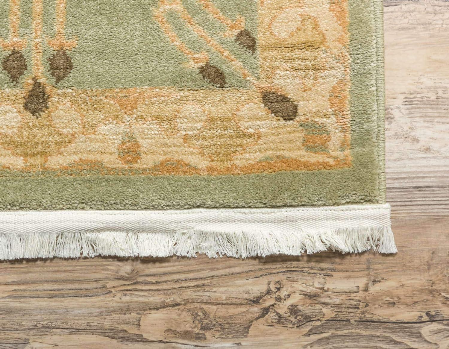 Light Green Synthetic Rectangular Easy-Care Rug - 3'3" x 5'3"