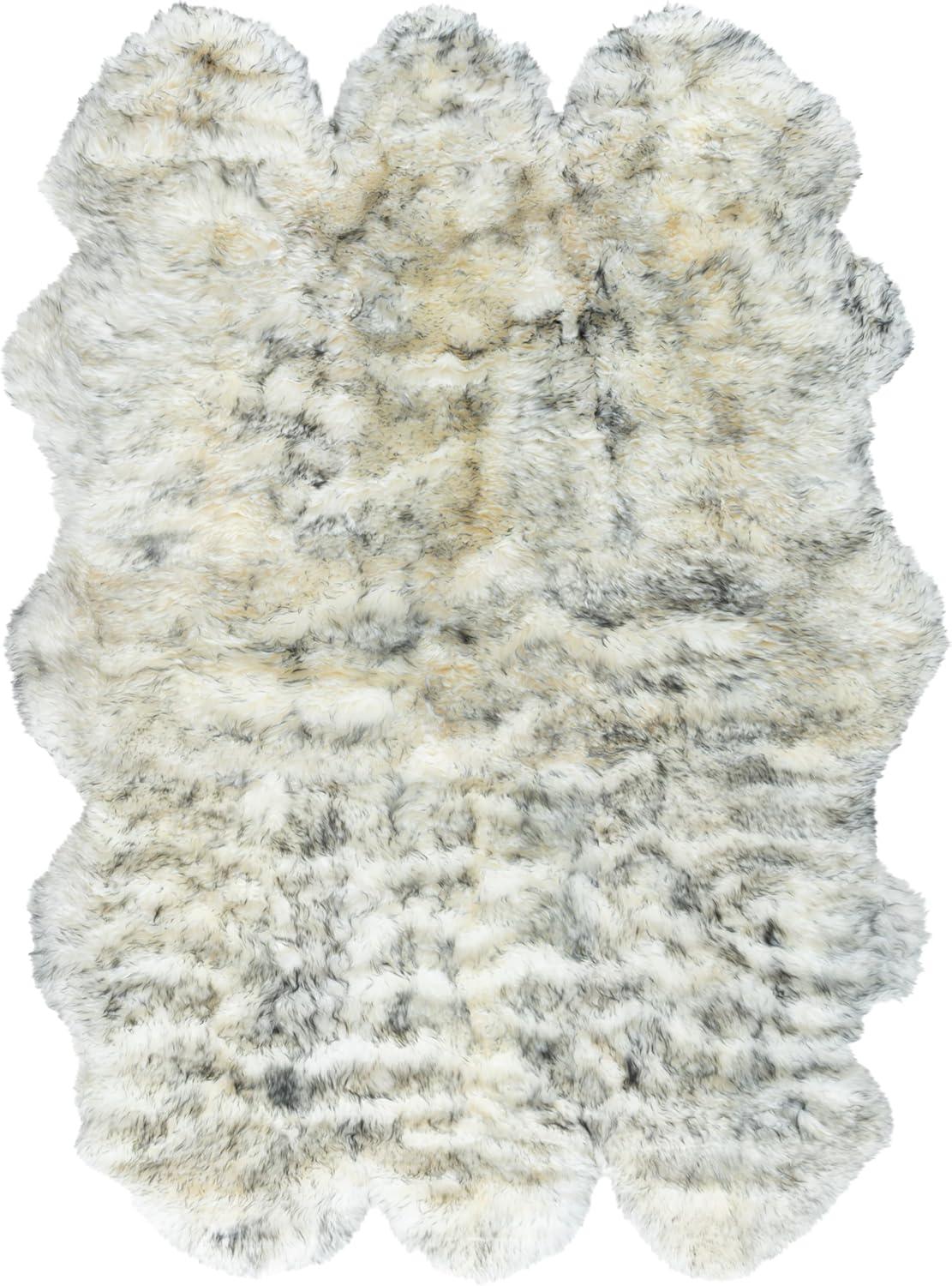 SAFAVIEH Sheep Skin Tiana Animal Area Rug, Ivory/Smoke Grey, 5'5" x 7'7"
