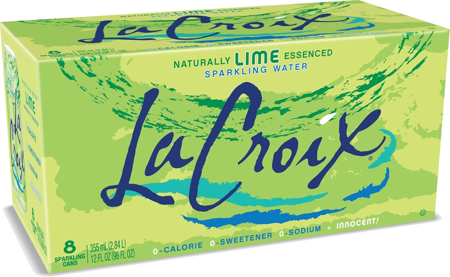 La Croix Natural Lime Flavored Sparkling Water, 12 fl oz, 8 pack