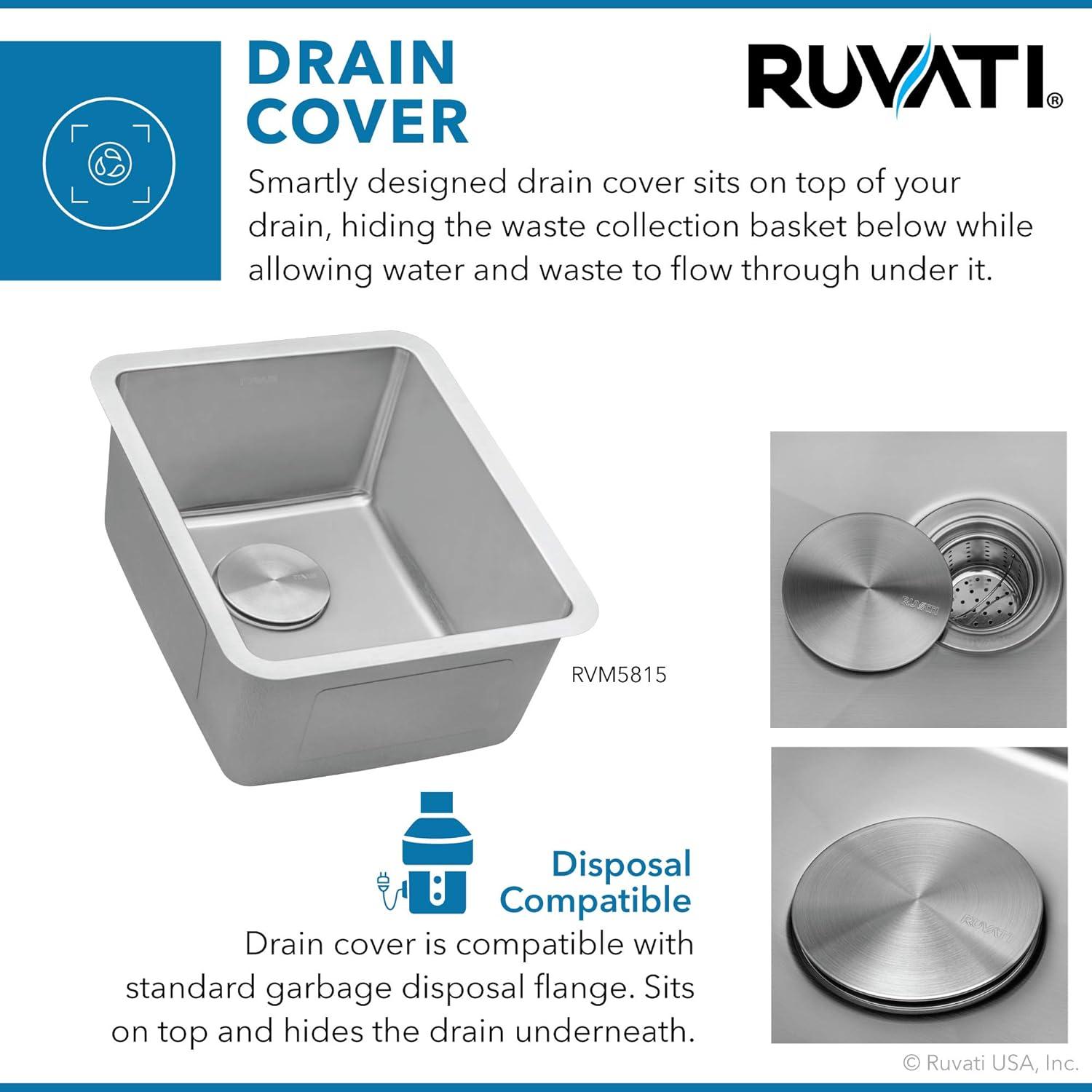 Ruvati 15-inch Undermount Bar Prep Kitchen Sink 16 Gauge Stainless Steel Single Bowl