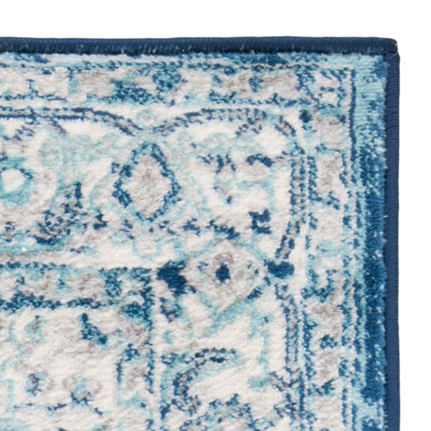 Brentwood BNT851 Power Loomed Indoor Area Rug - Light Grey/Blue - 5'x5' - Safavieh