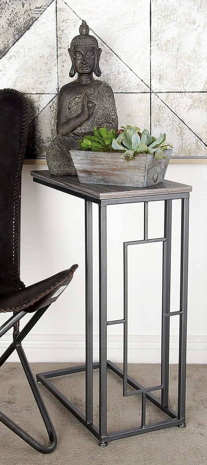 Contemporary Iron and Wood Accent Table Light Gray - Olivia & May