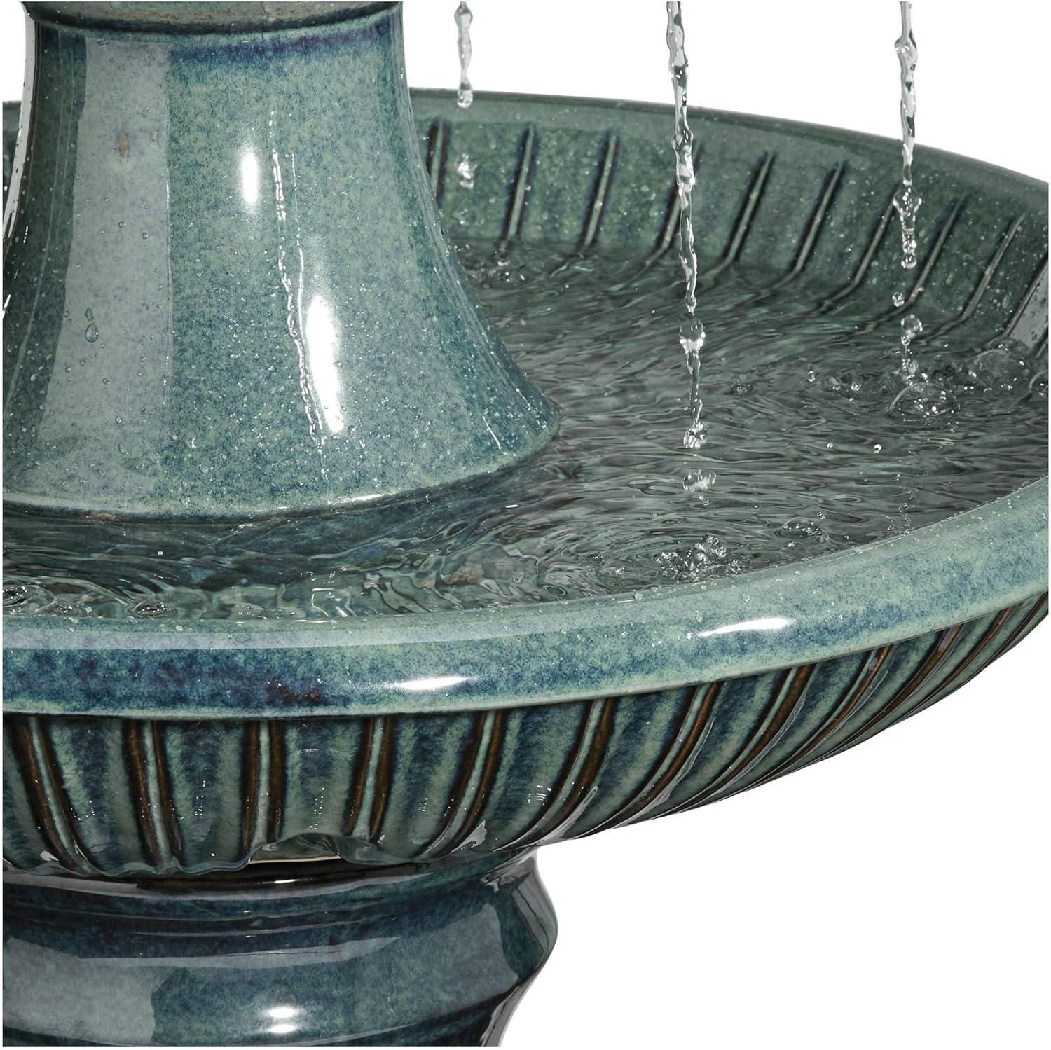 John Timberland Outdoor Floor Water Fountain with Light LED 46" High Three Tier for Yard Garden Patio Deck Home